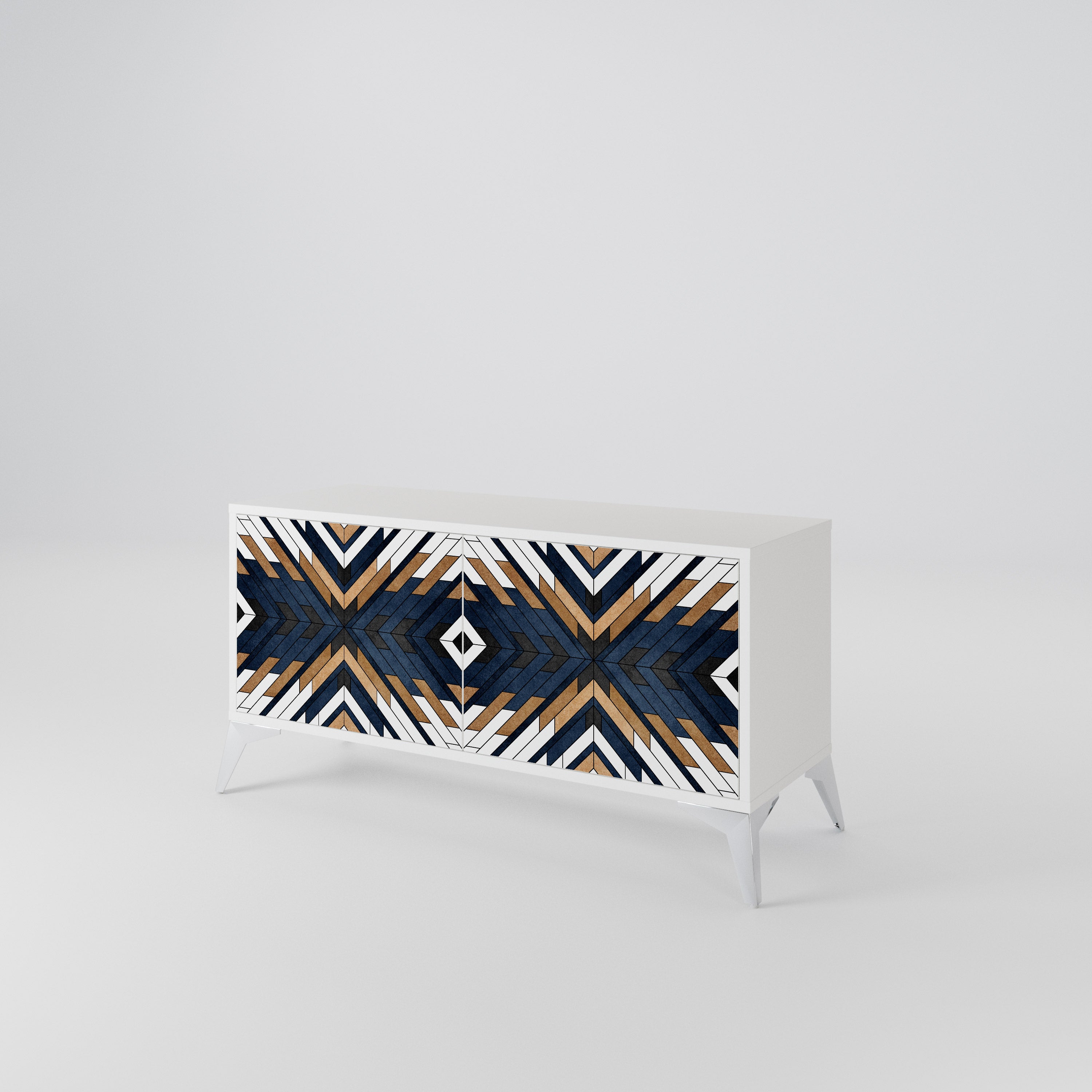 ARTFUL GEOMETRY Kompakt TV-bänk med 2 dörrar