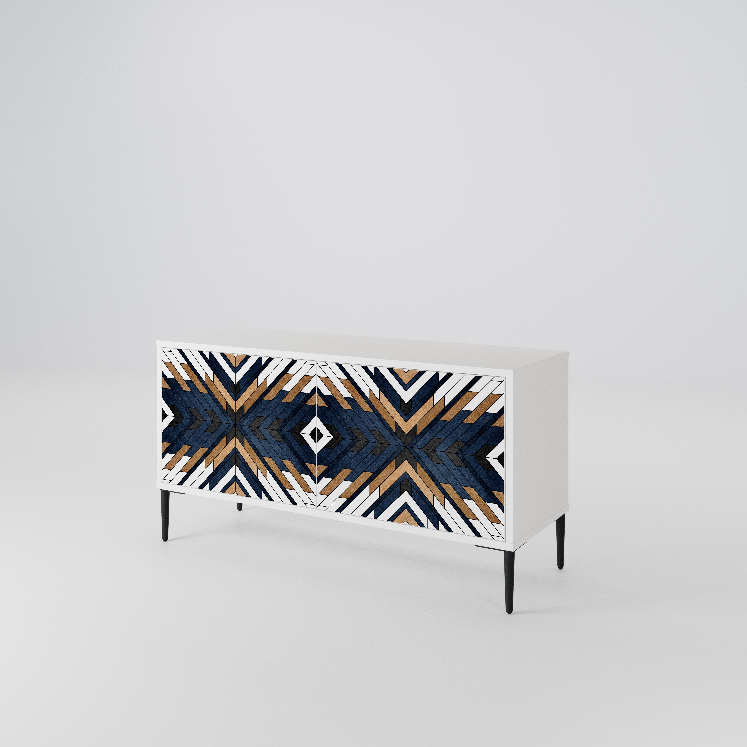 ARTFUL GEOMETRY Kompakt TV-bänk med 2 dörrar