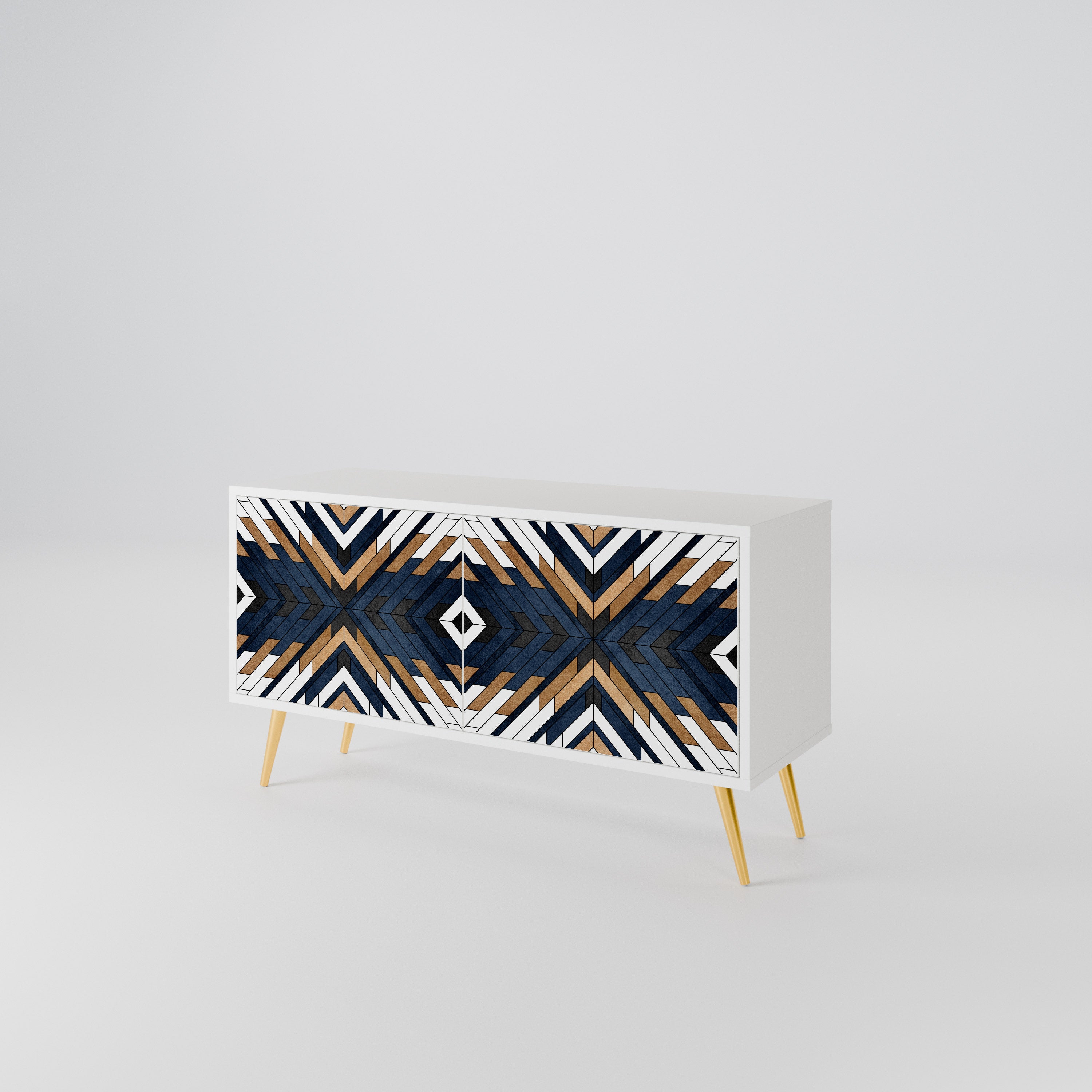 ARTFUL GEOMETRY Kompakt TV-bänk med 2 dörrar