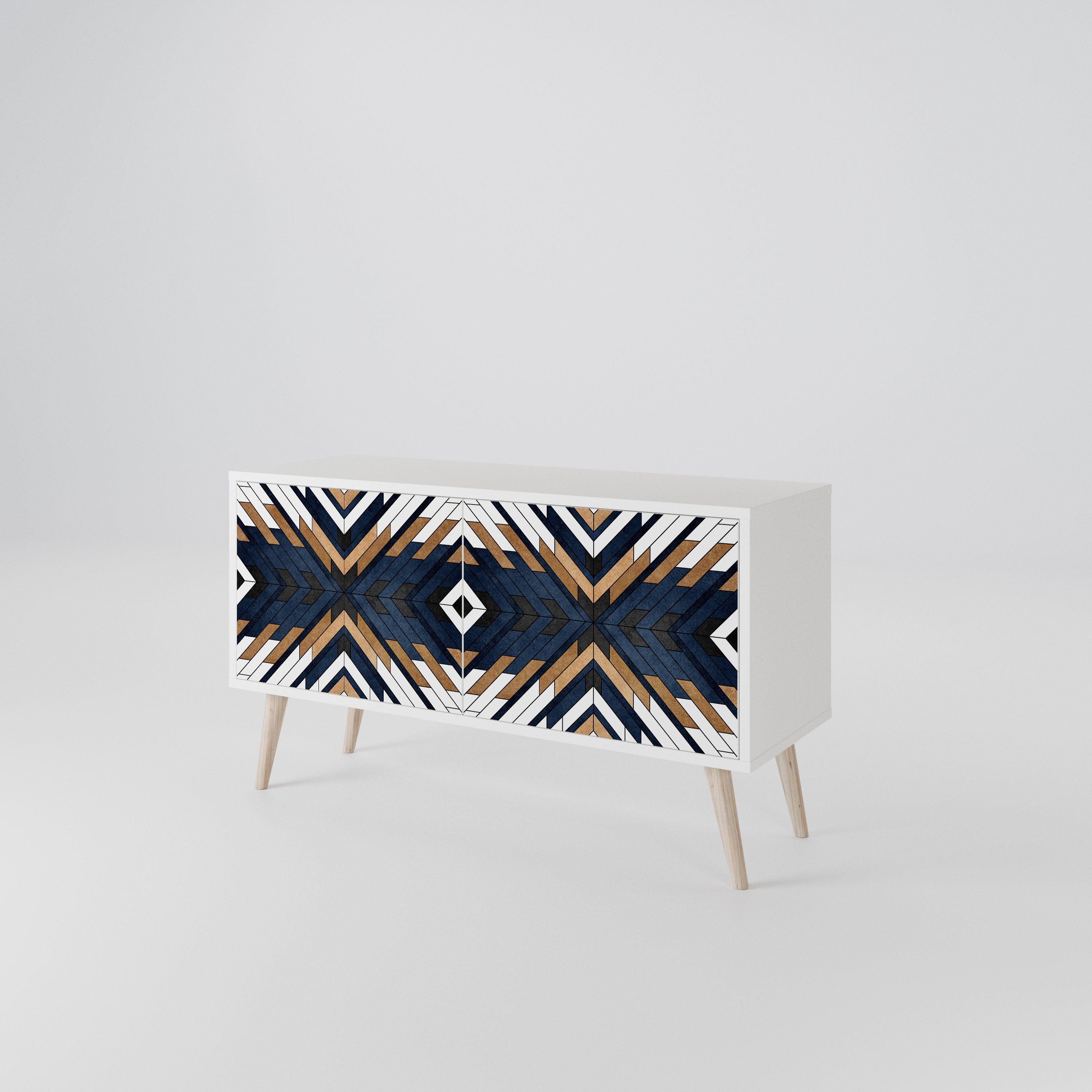 ARTFUL GEOMETRY Kompakt TV-bänk med 2 dörrar