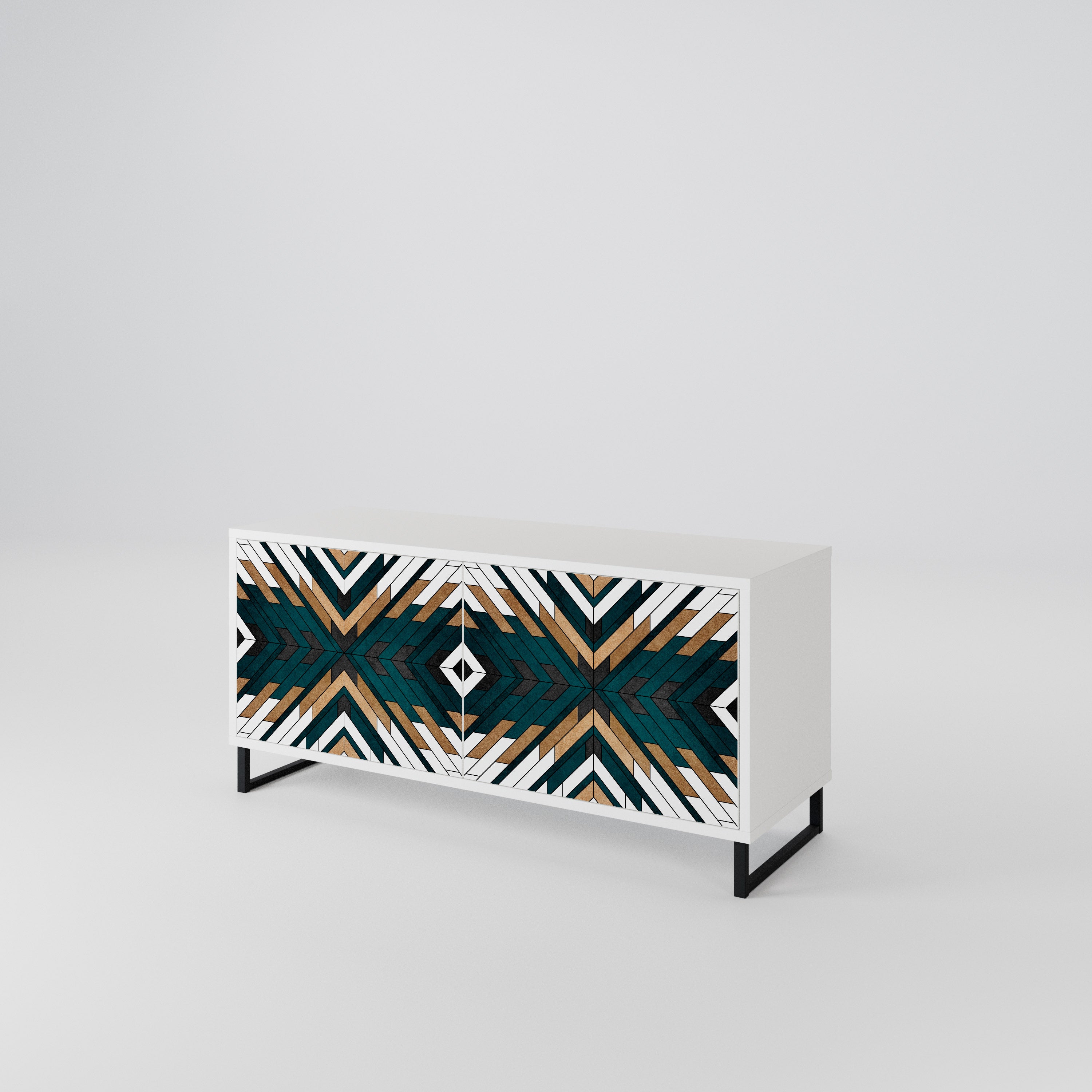 ARTISTIC GEOMETRY Kompakt TV-bänk med 2 dörrar
