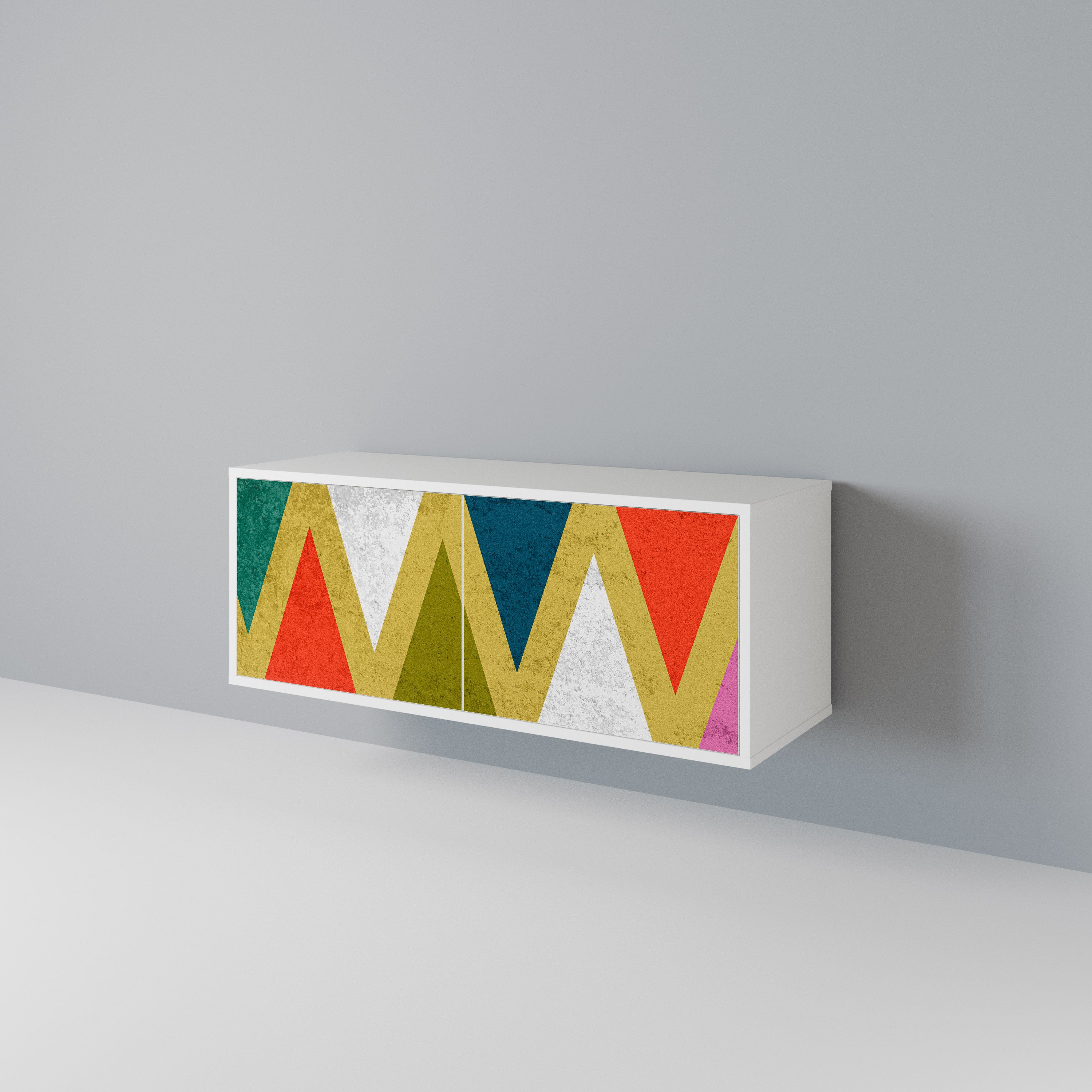 COLORFUL TRIANGLES Kompakt TV-bänk med 2 dörrar
