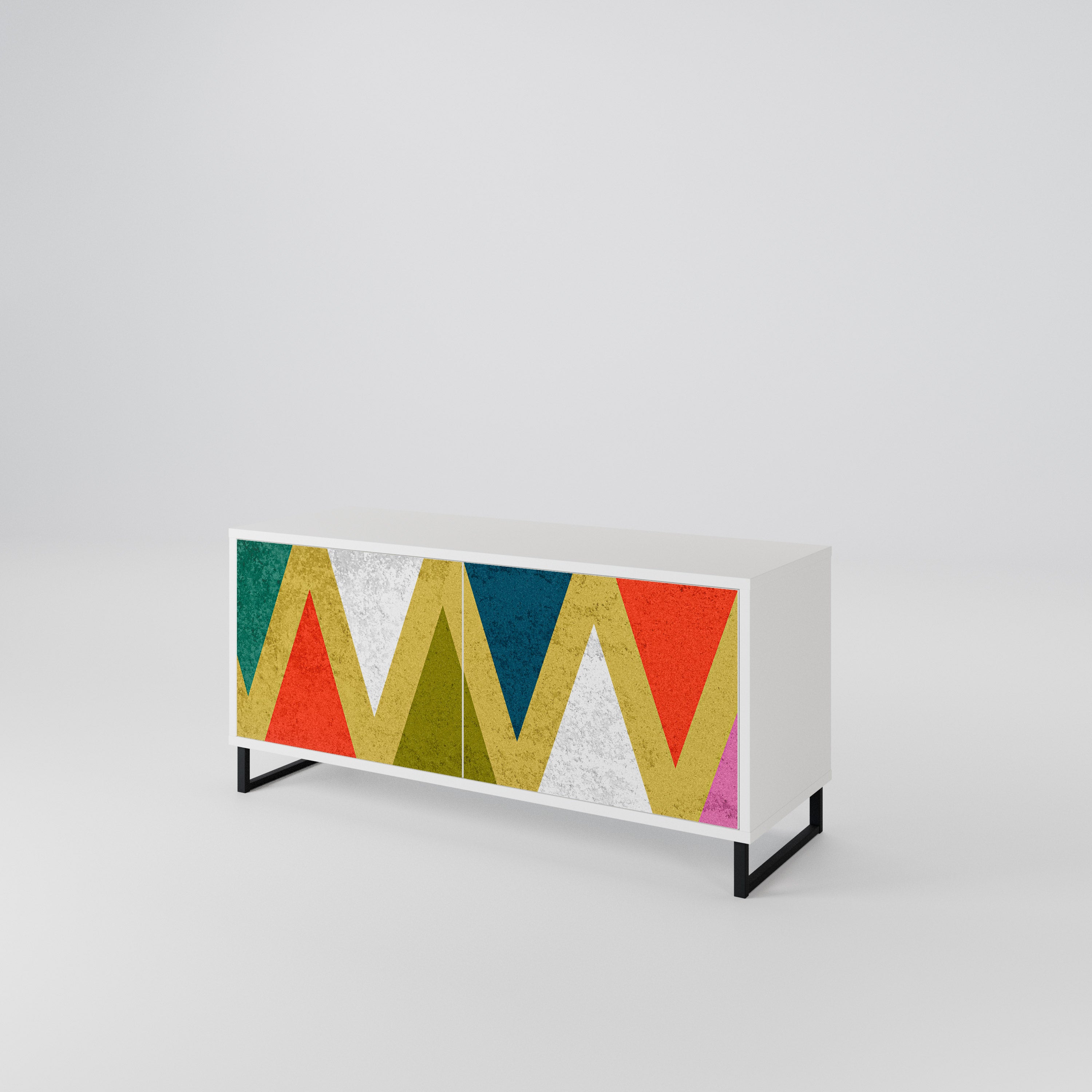 COLORFUL TRIANGLES Kompakt TV-bänk med 2 dörrar