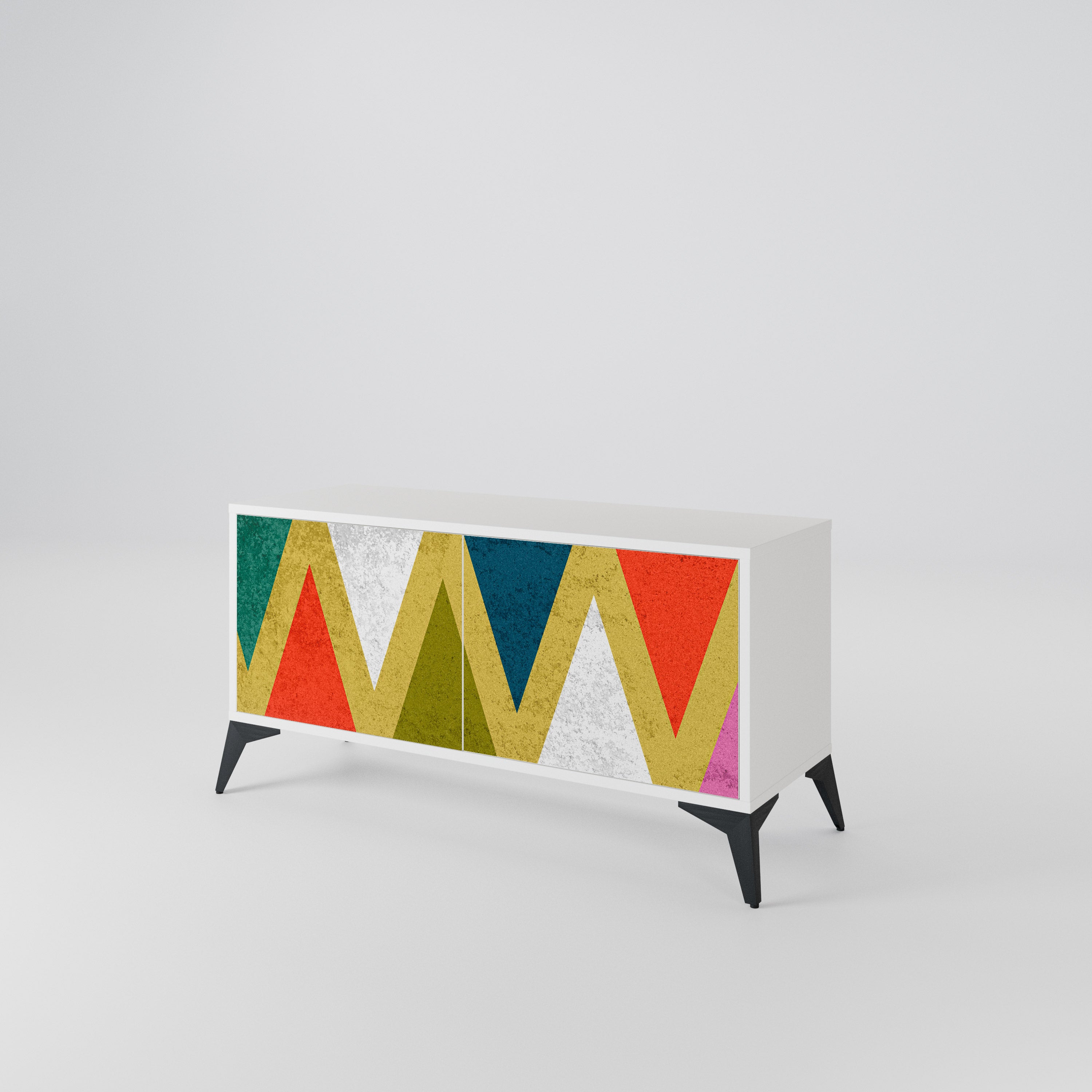 COLORFUL TRIANGLES Kompakt TV-bänk med 2 dörrar