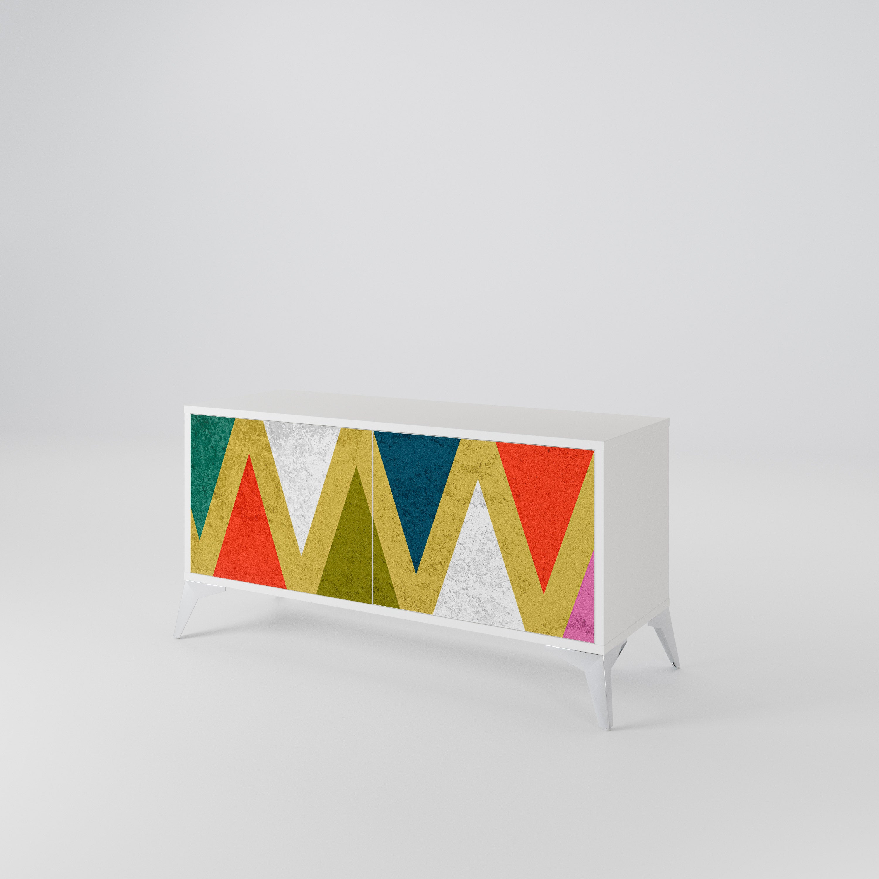 COLORFUL TRIANGLES Kompakt TV-bänk med 2 dörrar