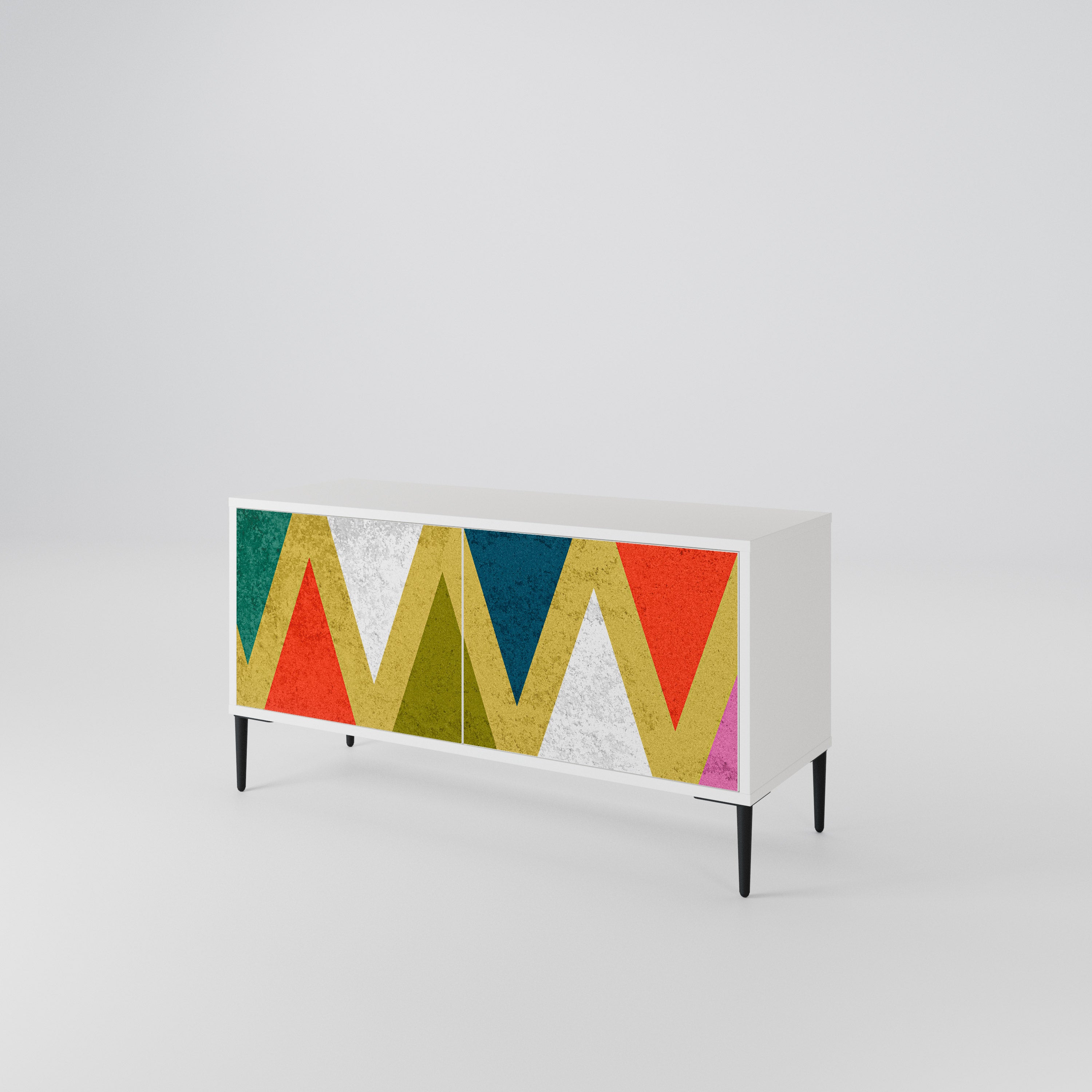 COLORFUL TRIANGLES Kompakt TV-bänk med 2 dörrar
