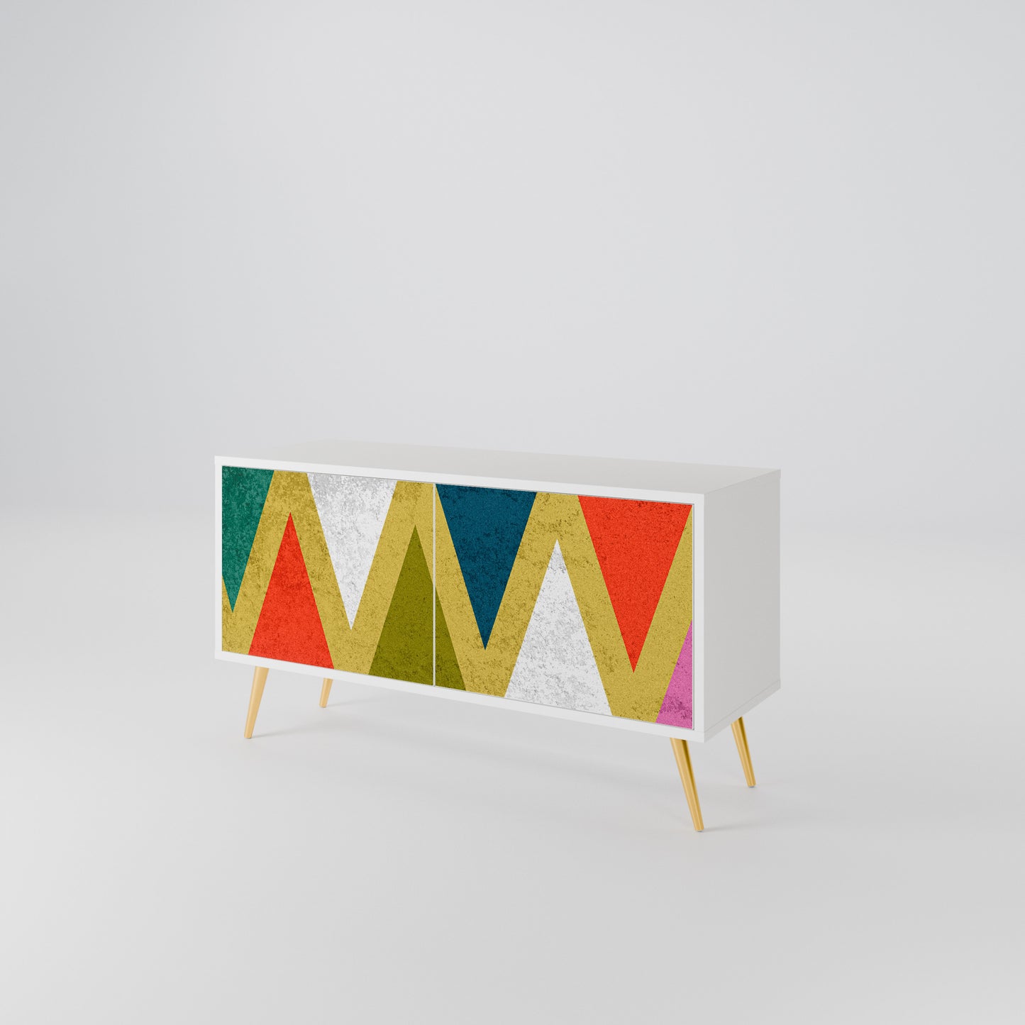 COLORFUL TRIANGLES Kompakt TV-bänk med 2 dörrar
