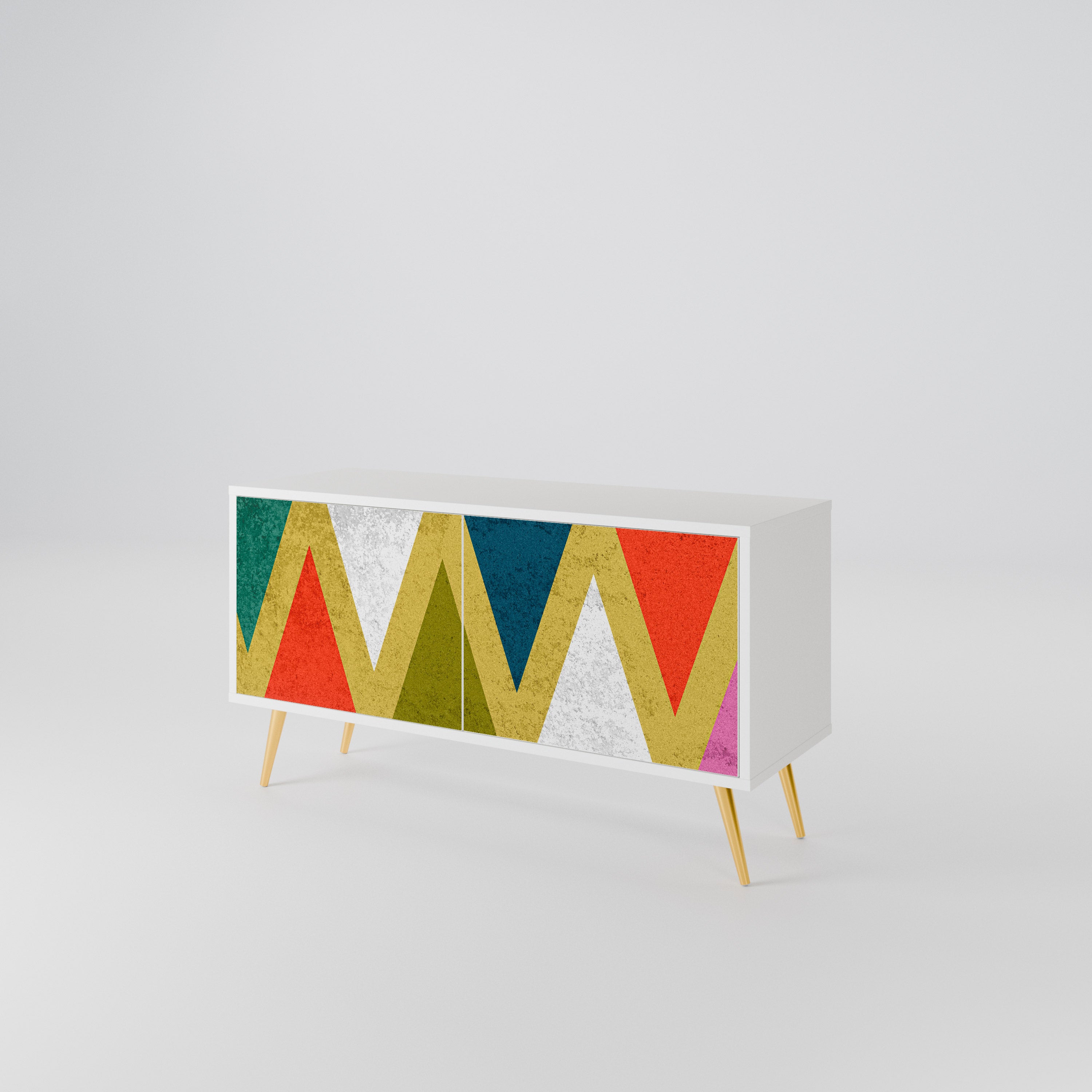 COLORFUL TRIANGLES Kompakt TV-bänk med 2 dörrar