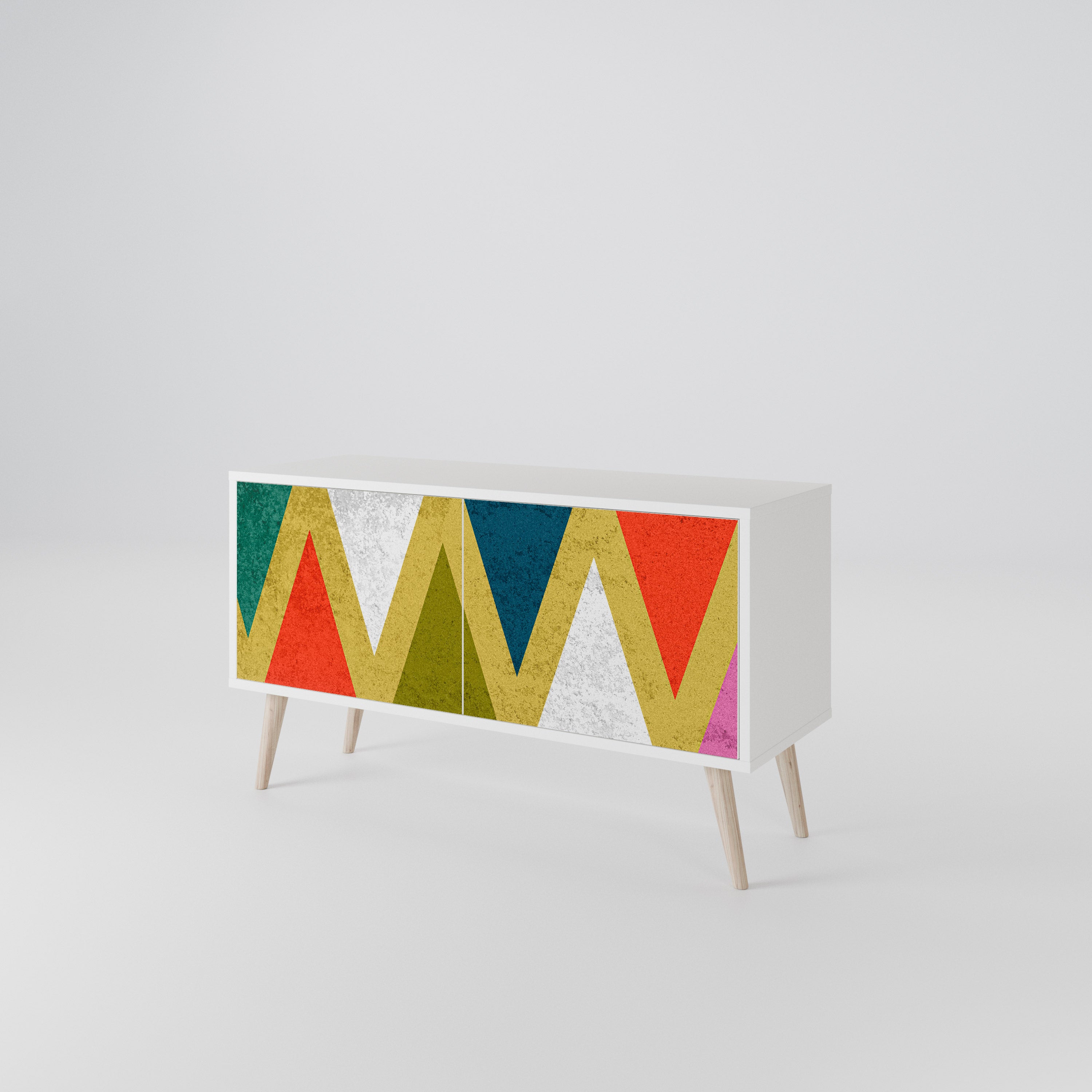 COLORFUL TRIANGLES Kompakt TV-bänk med 2 dörrar
