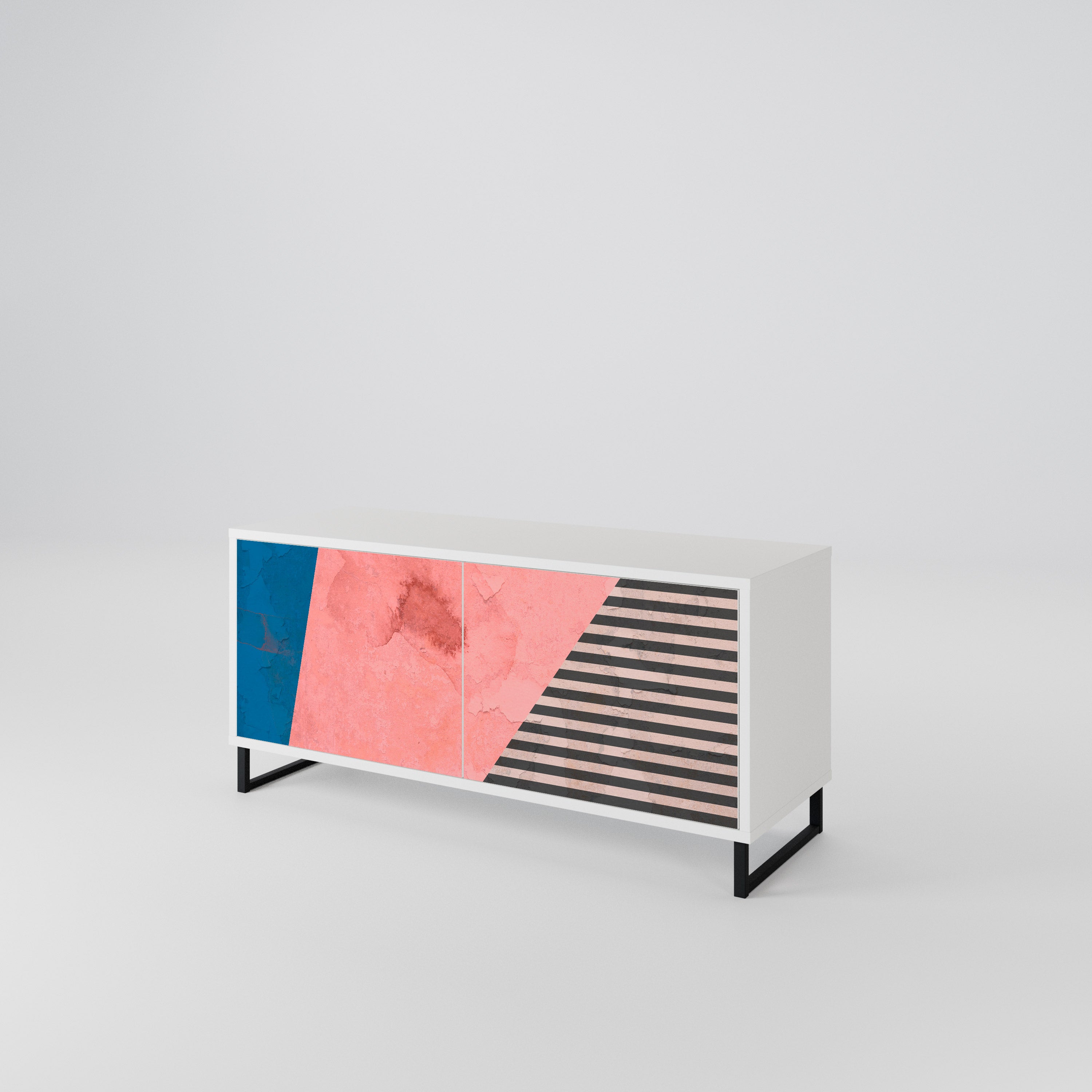 GLAMOROUS STRIPE Kompakt TV-bänk med 2 dörrar