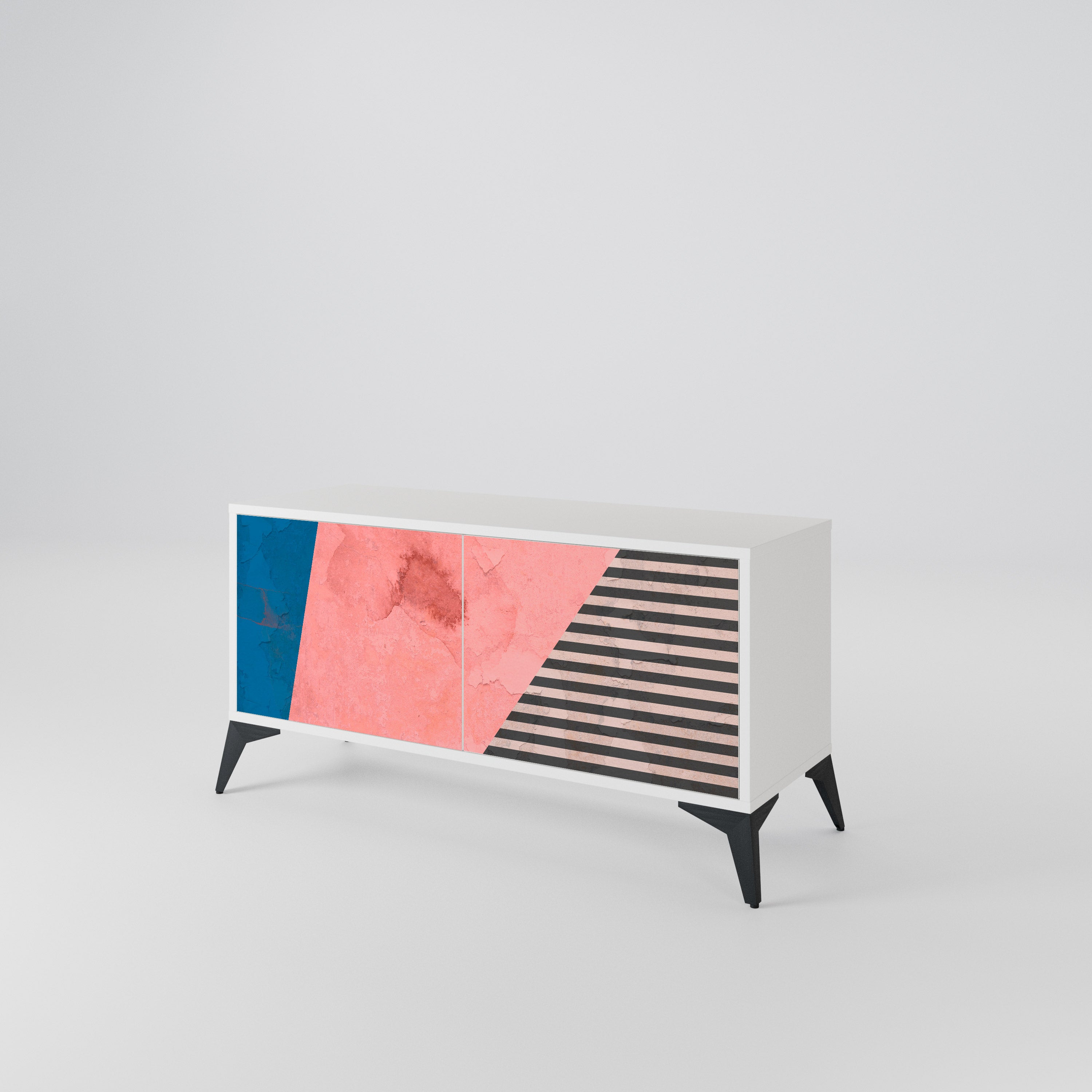 GLAMOROUS STRIPE Kompakt TV-bänk med 2 dörrar