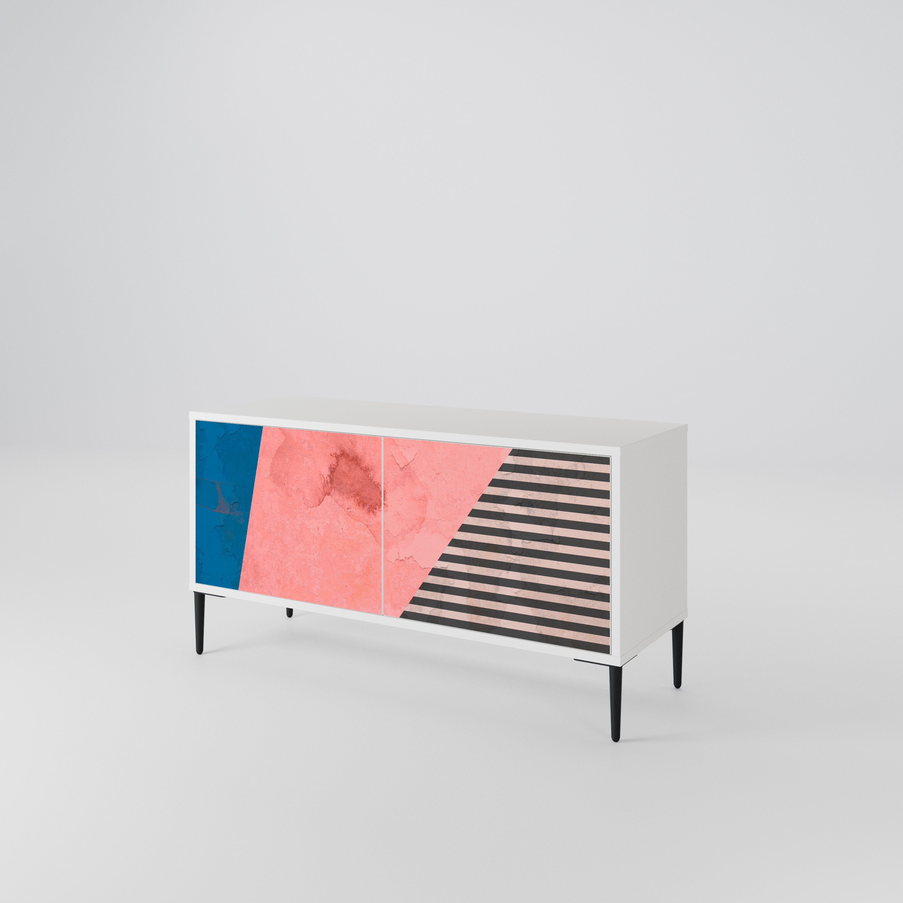 GLAMOROUS STRIPE Kompakt TV-bänk med 2 dörrar