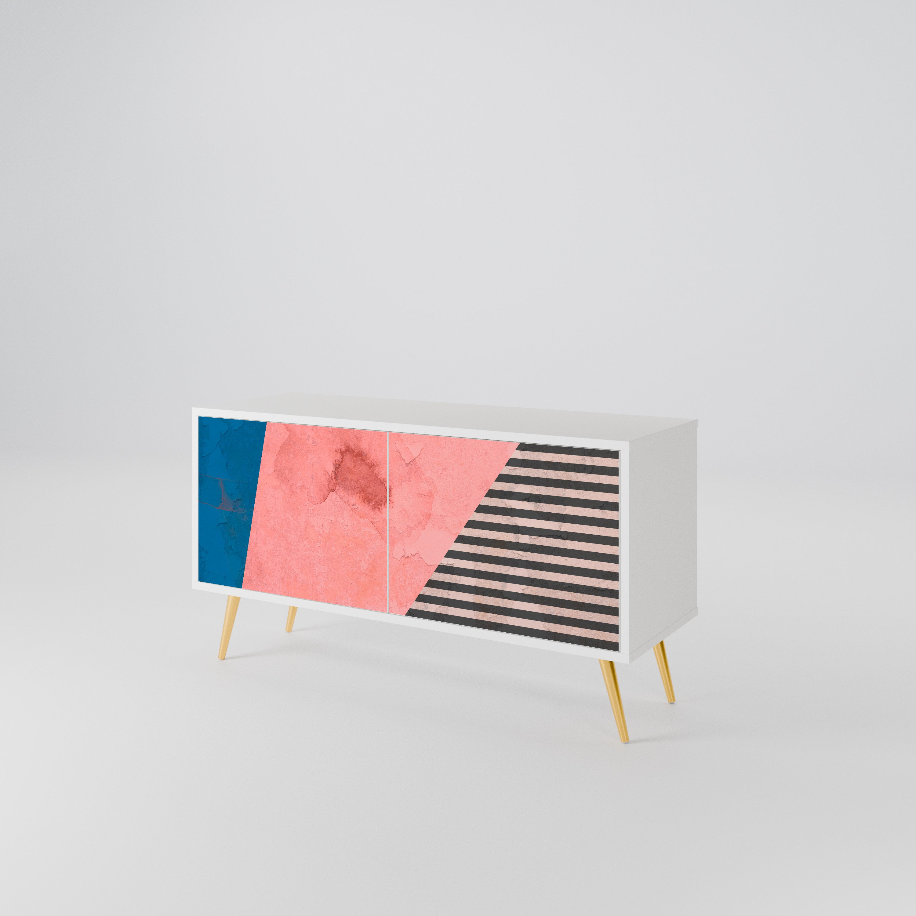 GLAMOROUS STRIPE Kompakt TV-bänk med 2 dörrar