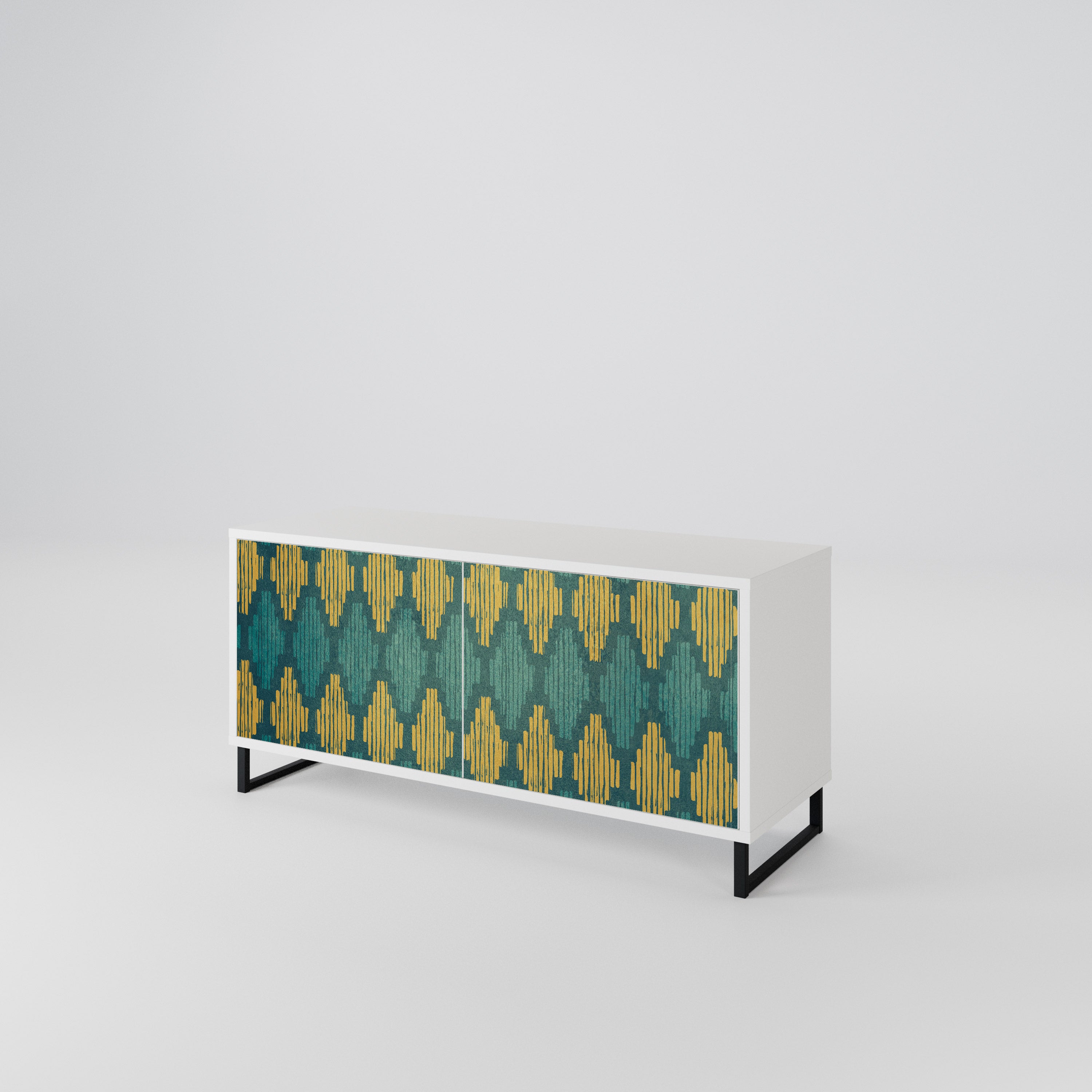 POLYGONS Kompakt TV-bänk med 2 dörrar