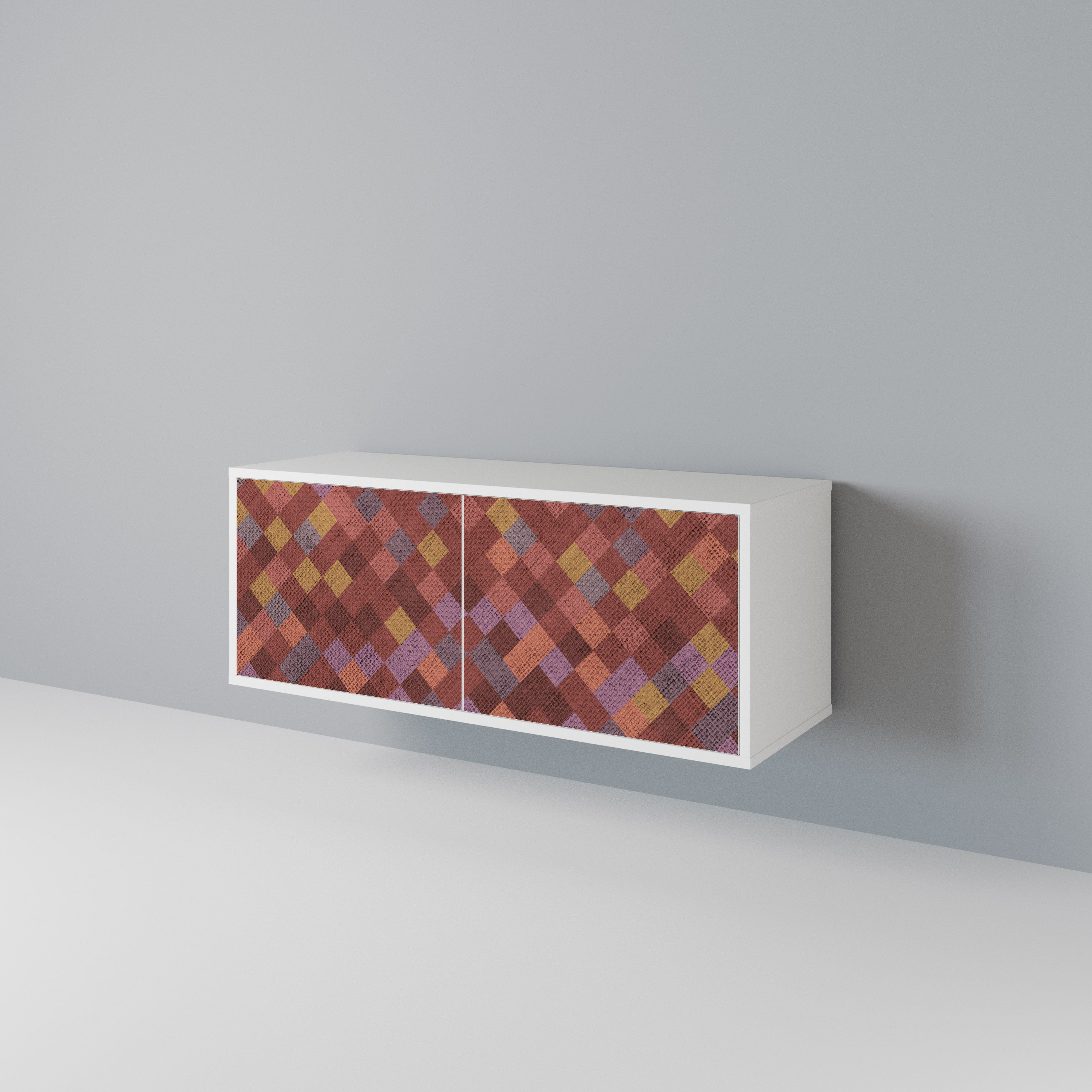 PAINTED SQUARES Kompakt TV-bänk med 2 dörrar