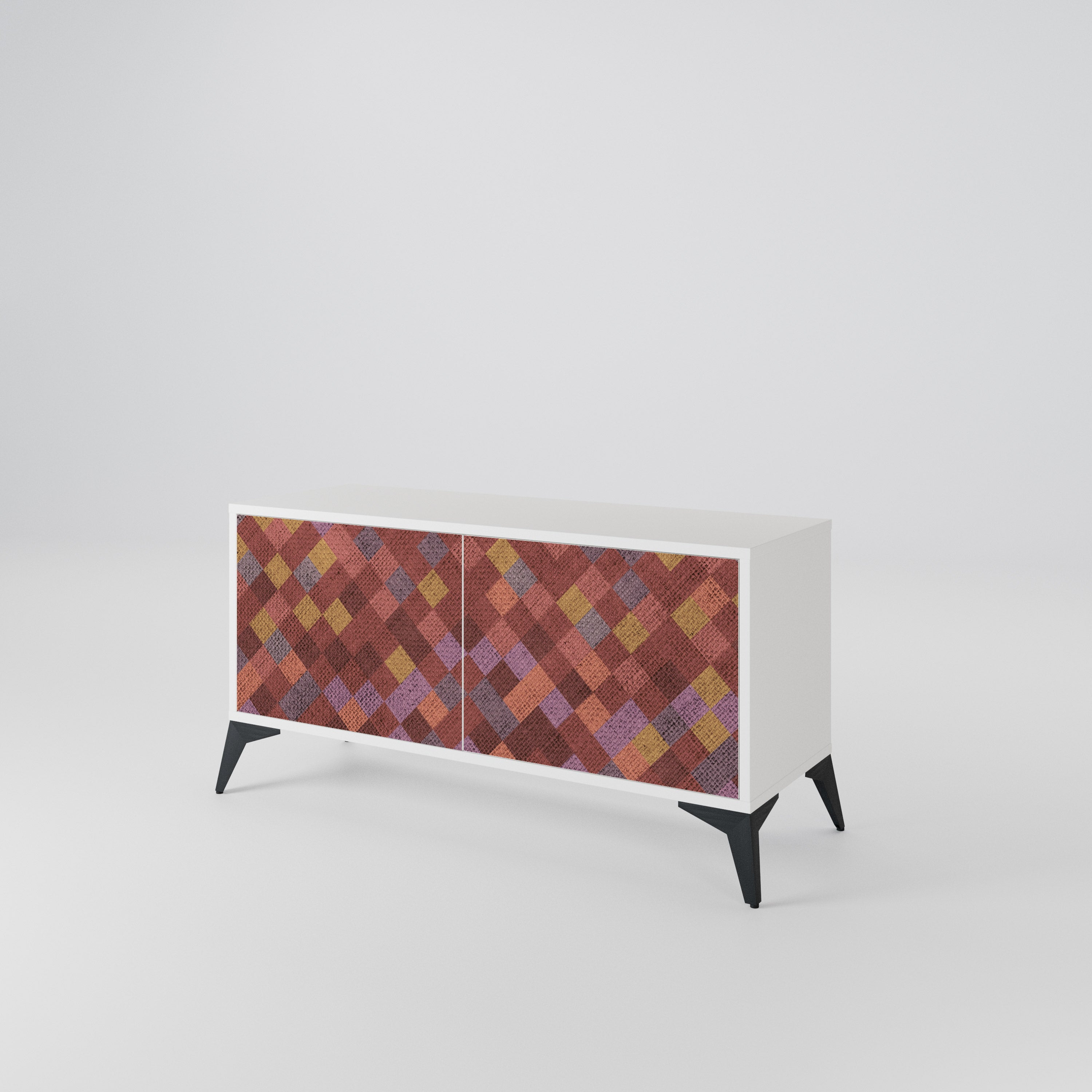 PAINTED SQUARES Kompakt TV-bänk med 2 dörrar