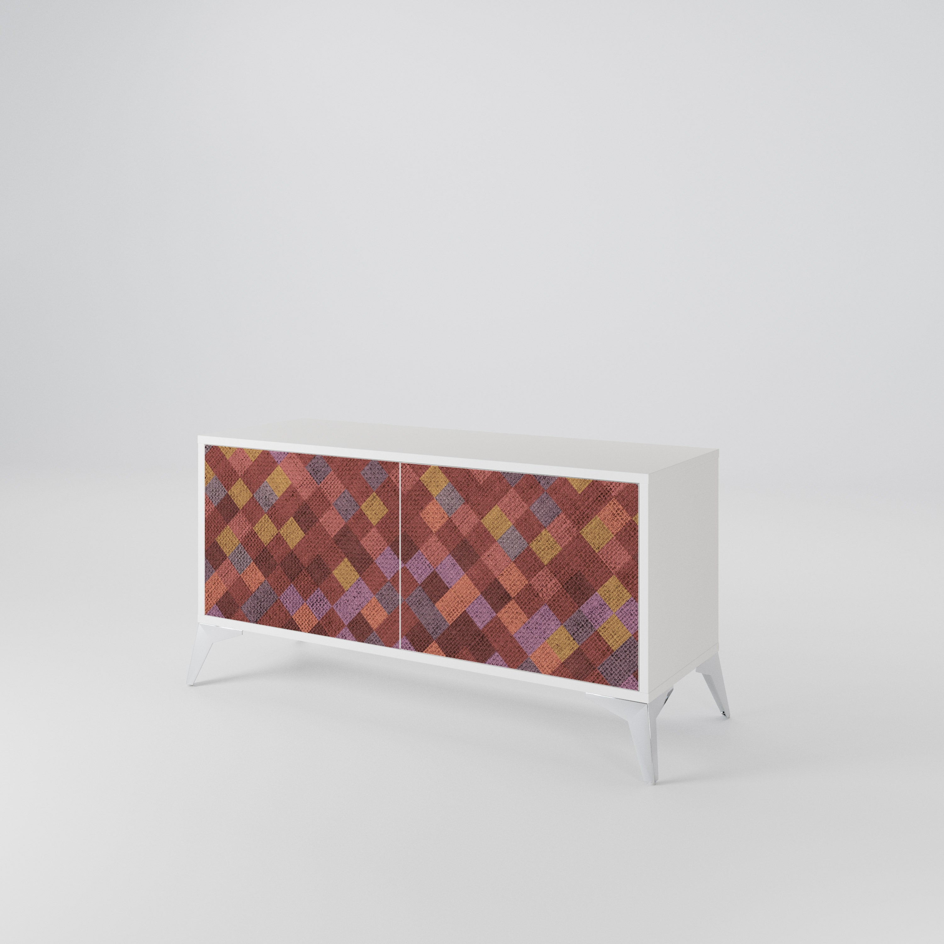 PAINTED SQUARES Kompakt TV-bänk med 2 dörrar