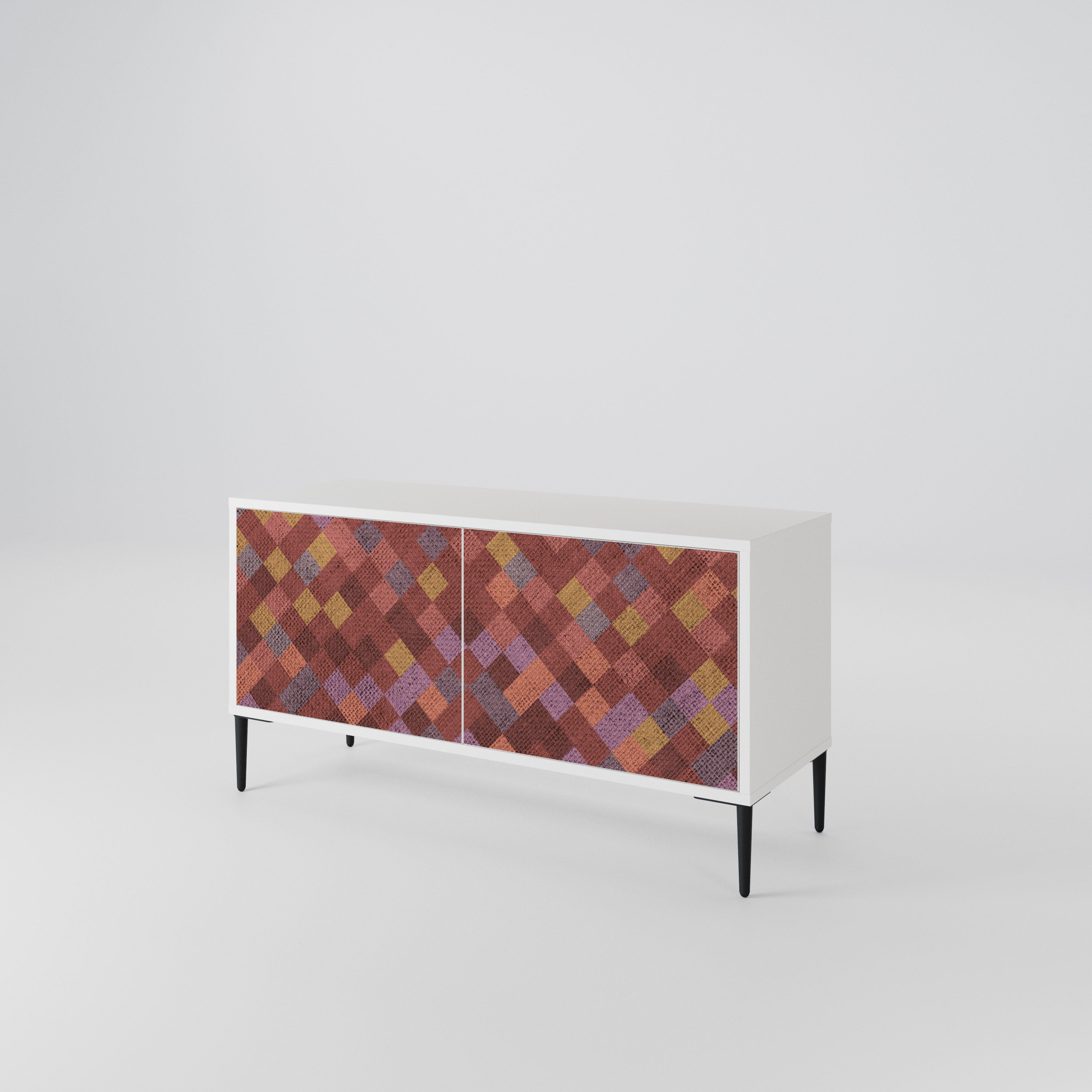 PAINTED SQUARES Kompakt TV-bänk med 2 dörrar