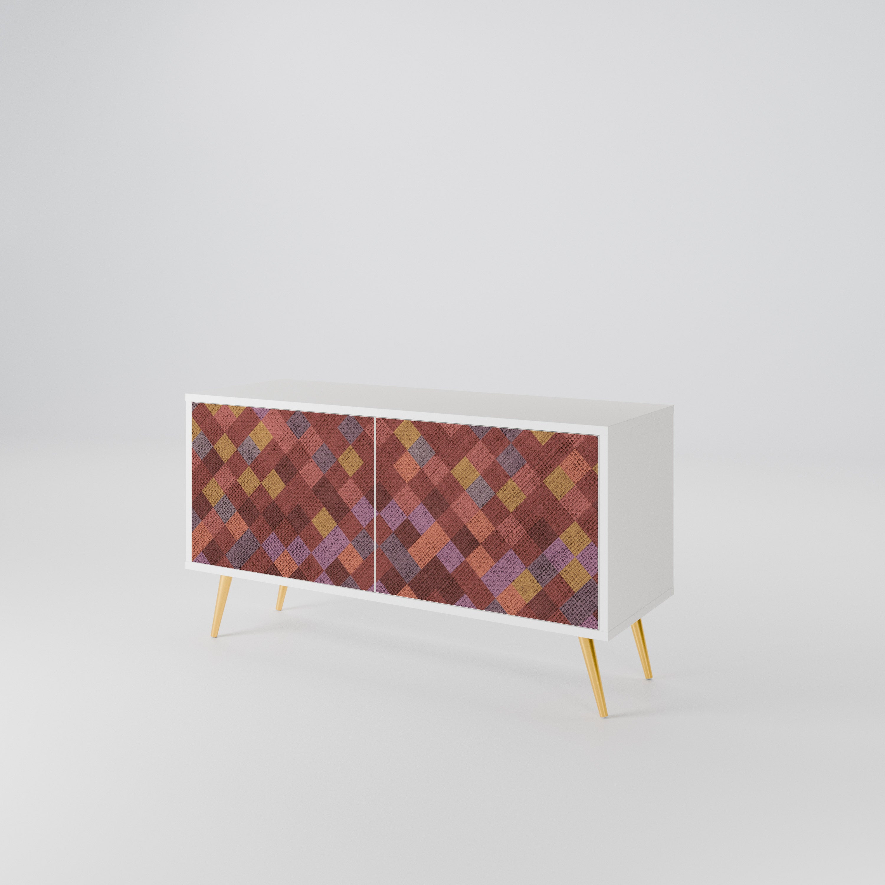 PAINTED SQUARES Kompakt TV-bänk med 2 dörrar
