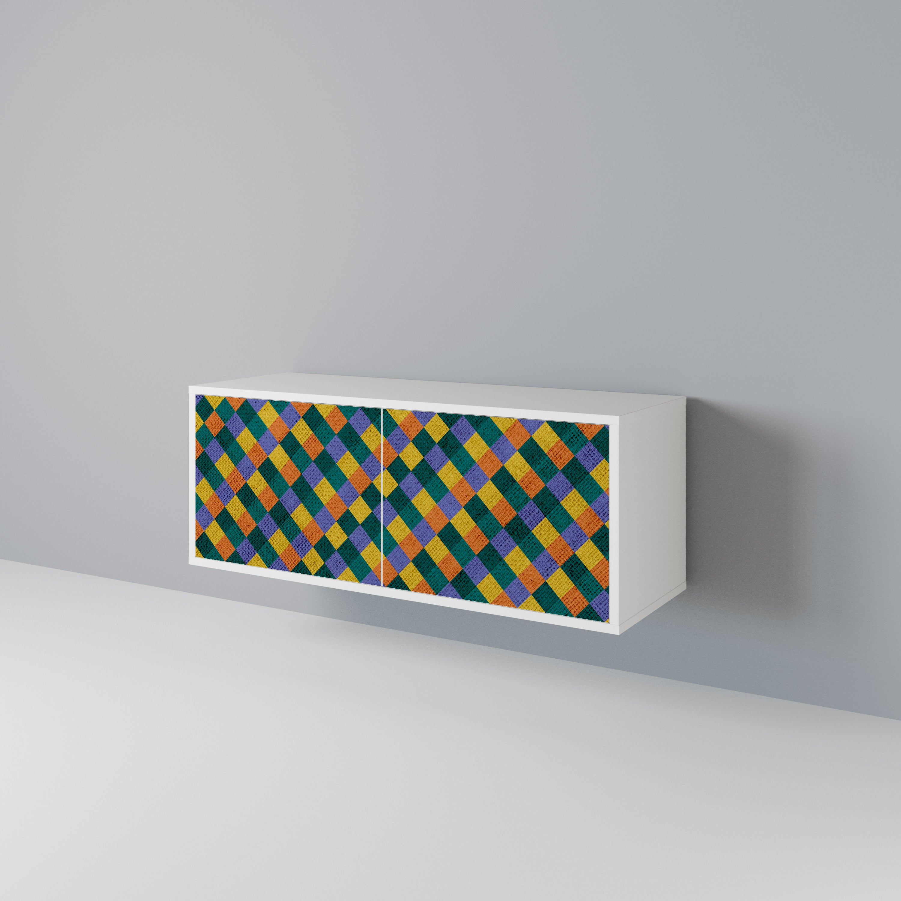 PAINTED SQUARES MIX Kompakt TV-bänk med 2 dörrar
