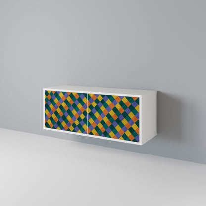 PAINTED SQUARES MIX Kompakt TV-bänk med 2 dörrar