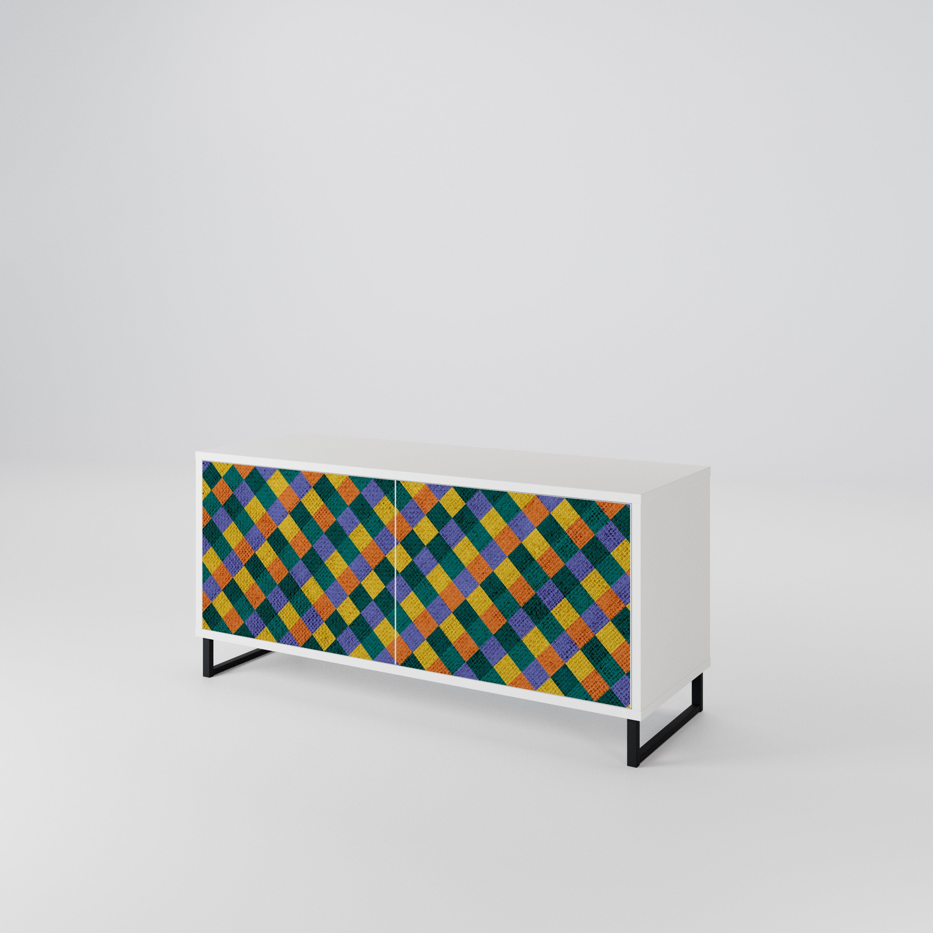 PAINTED SQUARES MIX Kompakt TV-bänk med 2 dörrar