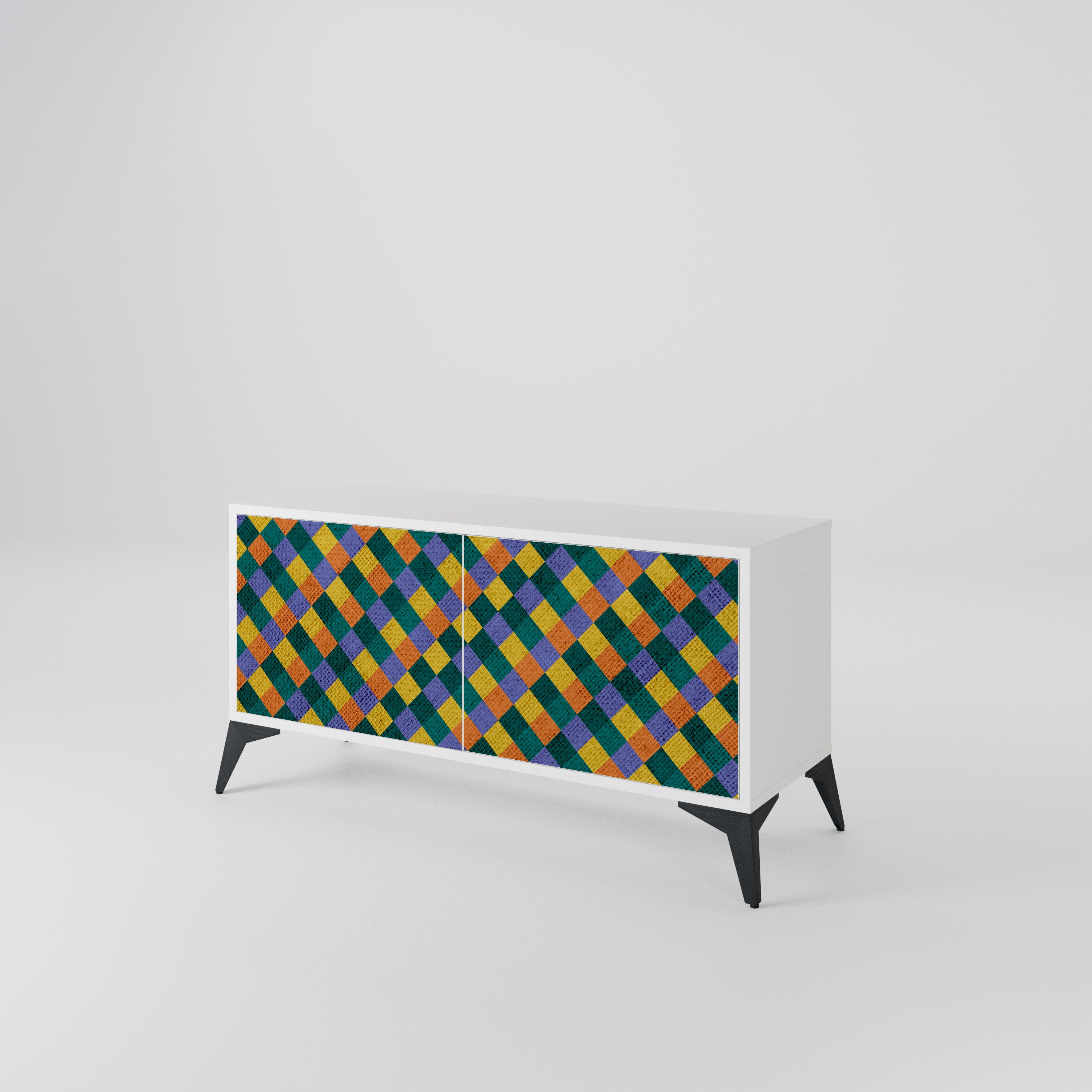 PAINTED SQUARES MIX Kompakt TV-bänk med 2 dörrar