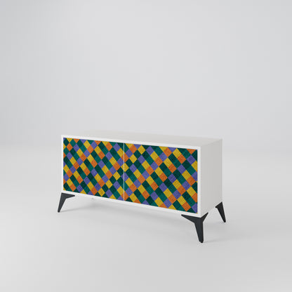 PAINTED SQUARES MIX Kompakt TV-bänk med 2 dörrar