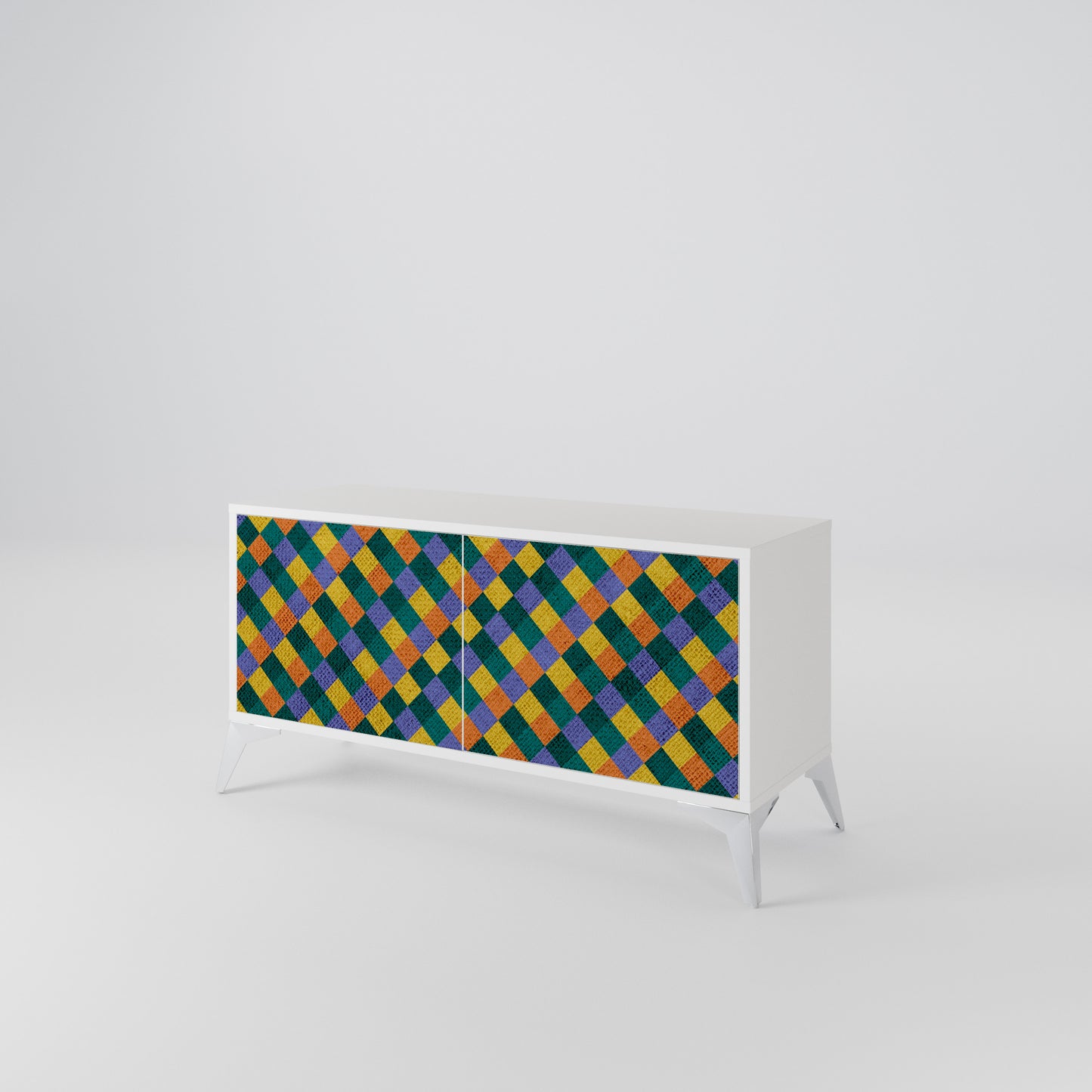 PAINTED SQUARES MIX Kompakt TV-bänk med 2 dörrar