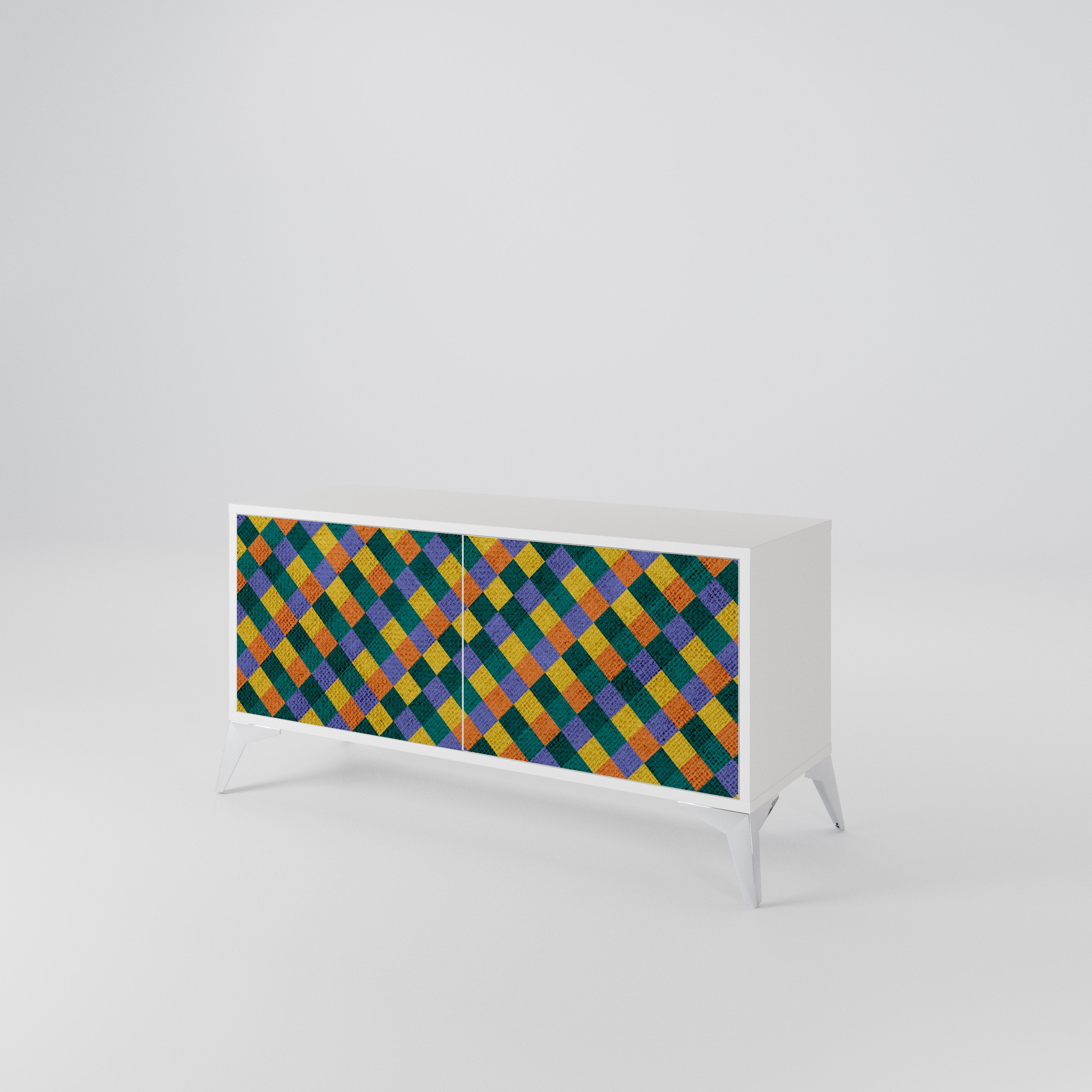 PAINTED SQUARES MIX Kompakt TV-bänk med 2 dörrar