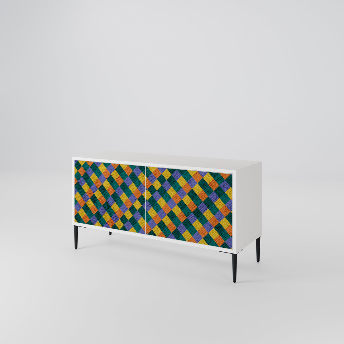 PAINTED SQUARES MIX Kompakt TV-bänk med 2 dörrar