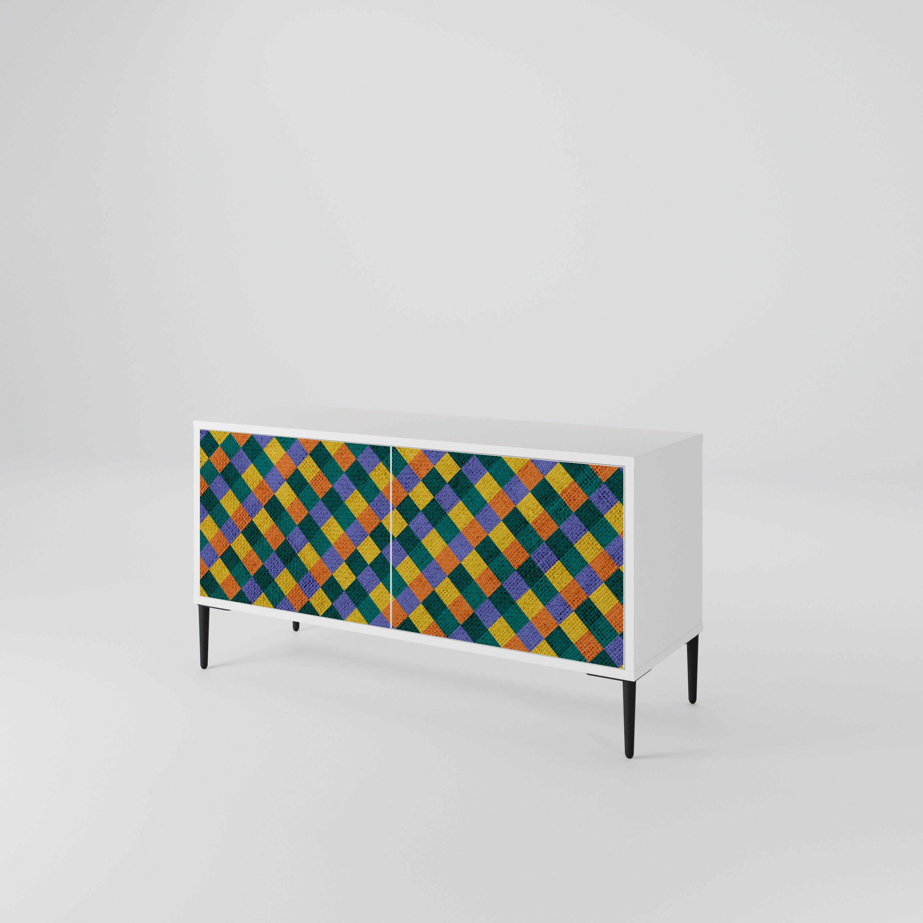 PAINTED SQUARES MIX Kompakt TV-bänk med 2 dörrar