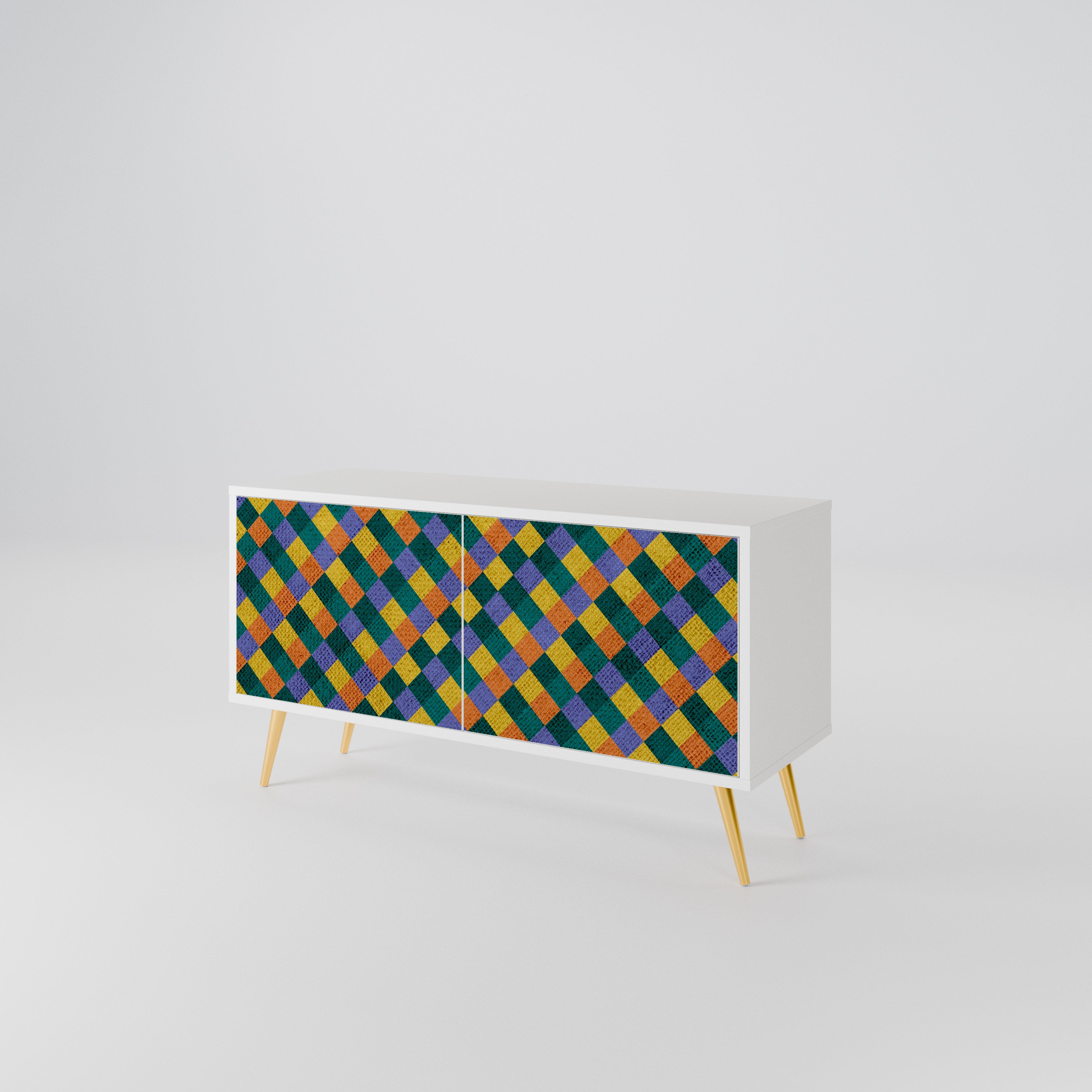 PAINTED SQUARES MIX Kompakt TV-bänk med 2 dörrar