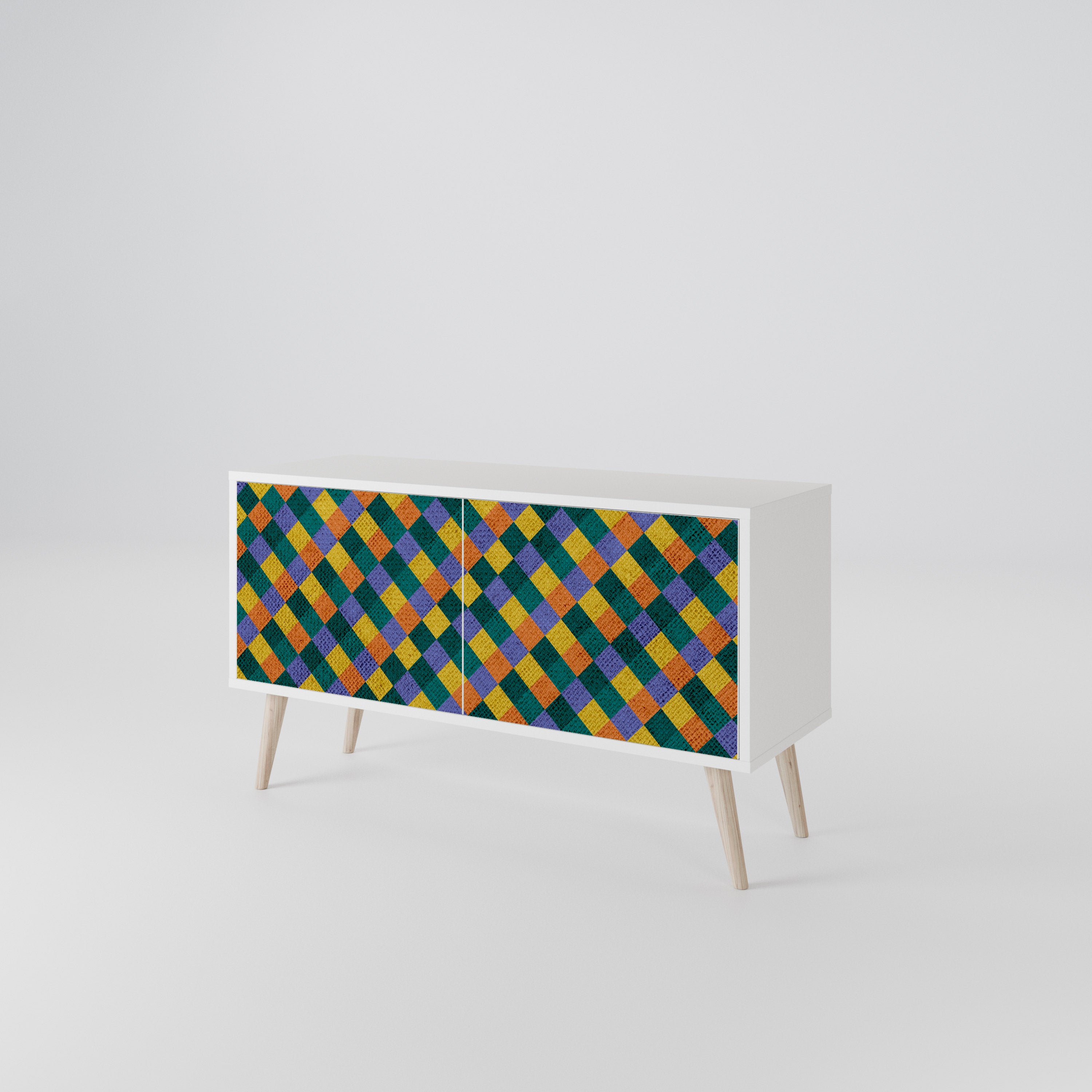 PAINTED SQUARES MIX Kompakt TV-bänk med 2 dörrar