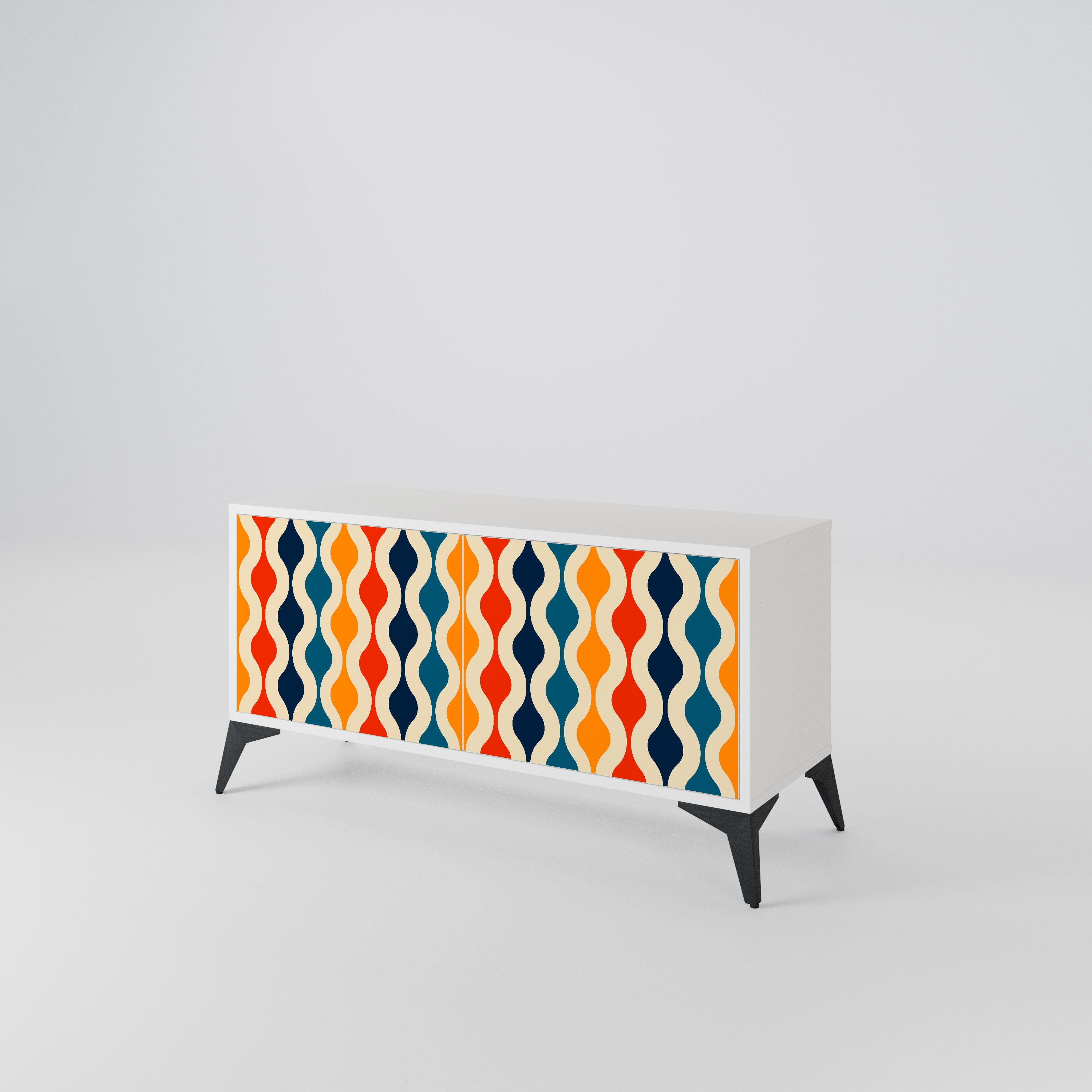 COLORFUL NOSTALGIA Kompakt TV-bänk med 2 dörrar