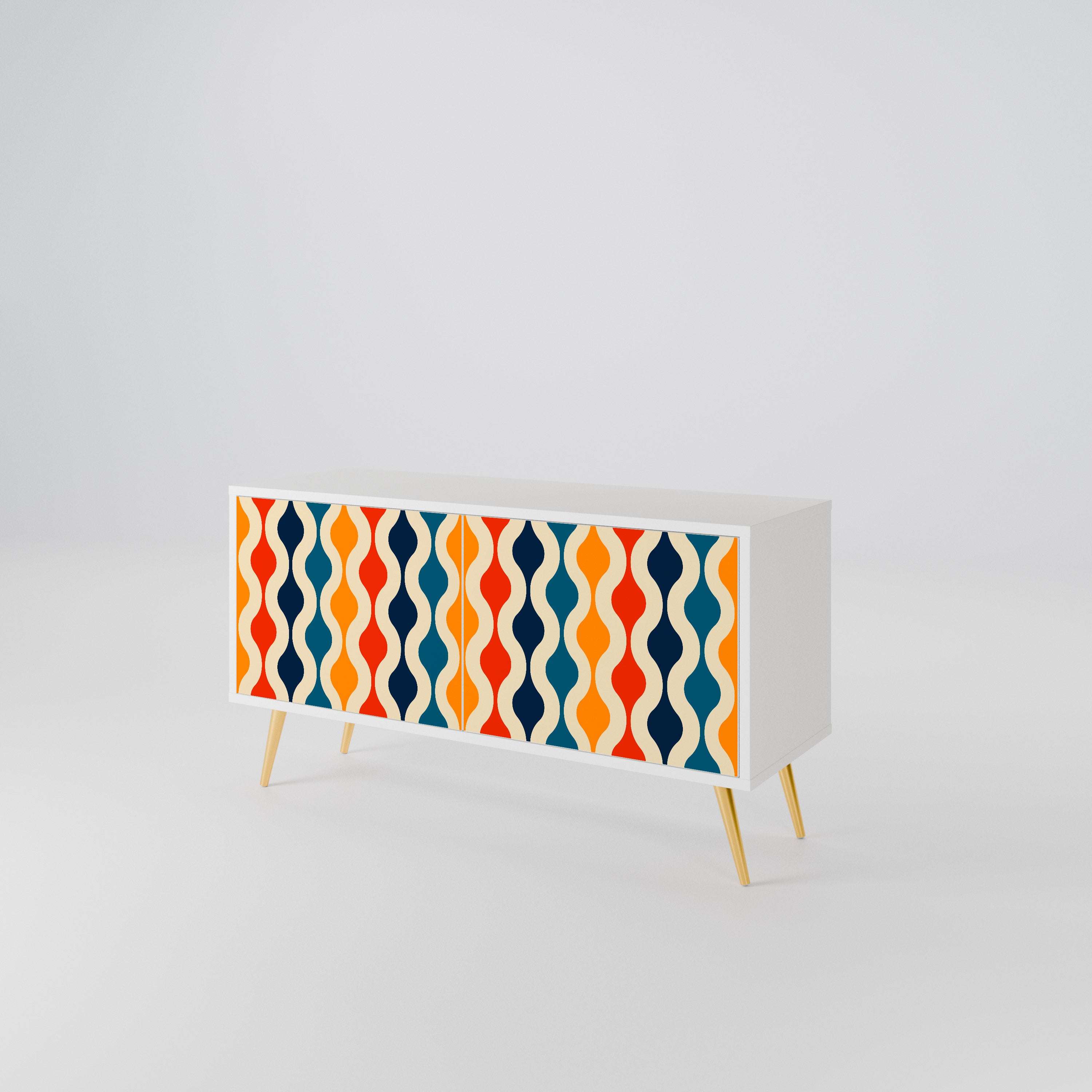 COLORFUL NOSTALGIA Kompakt TV-bänk med 2 dörrar