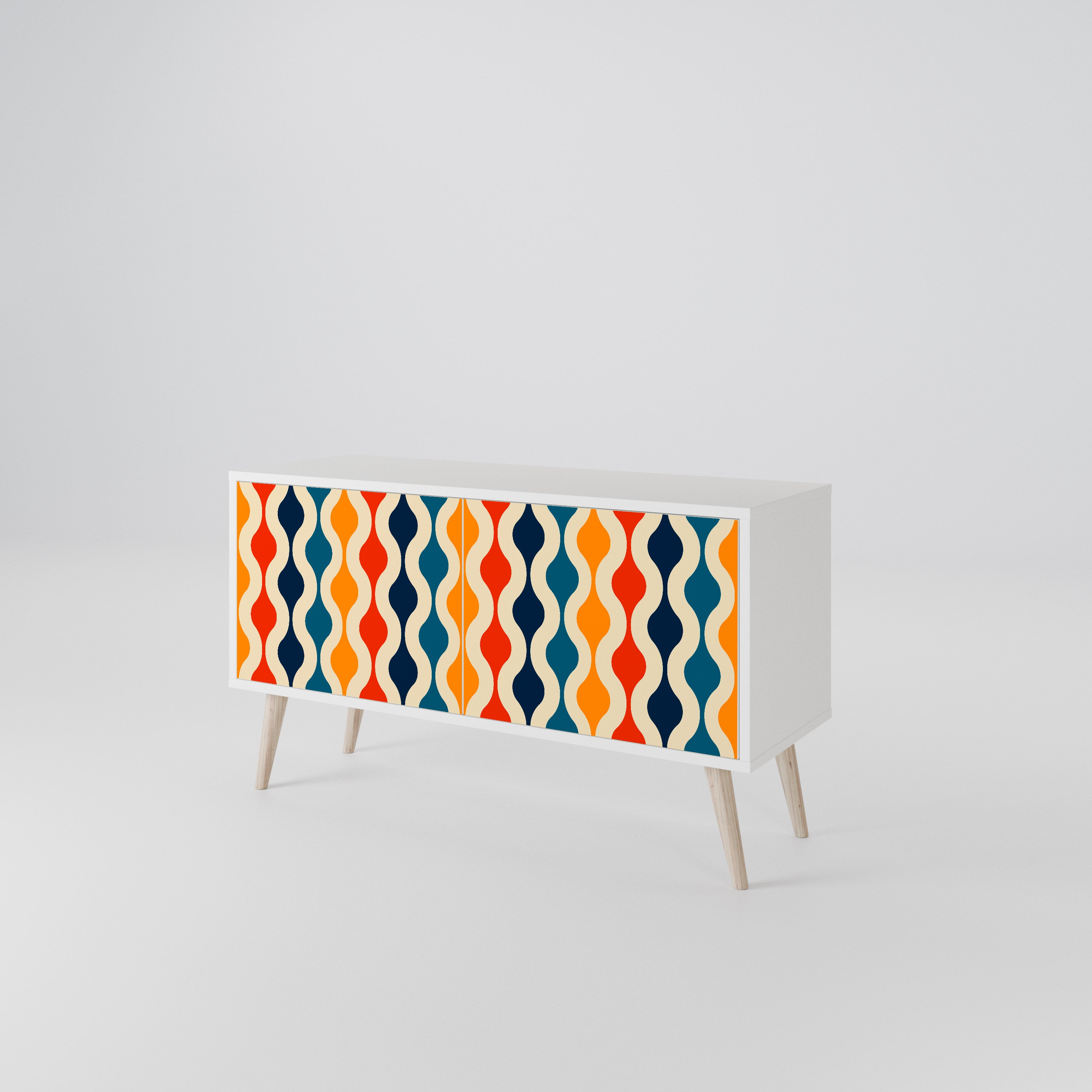 COLORFUL NOSTALGIA Kompakt TV-bänk med 2 dörrar