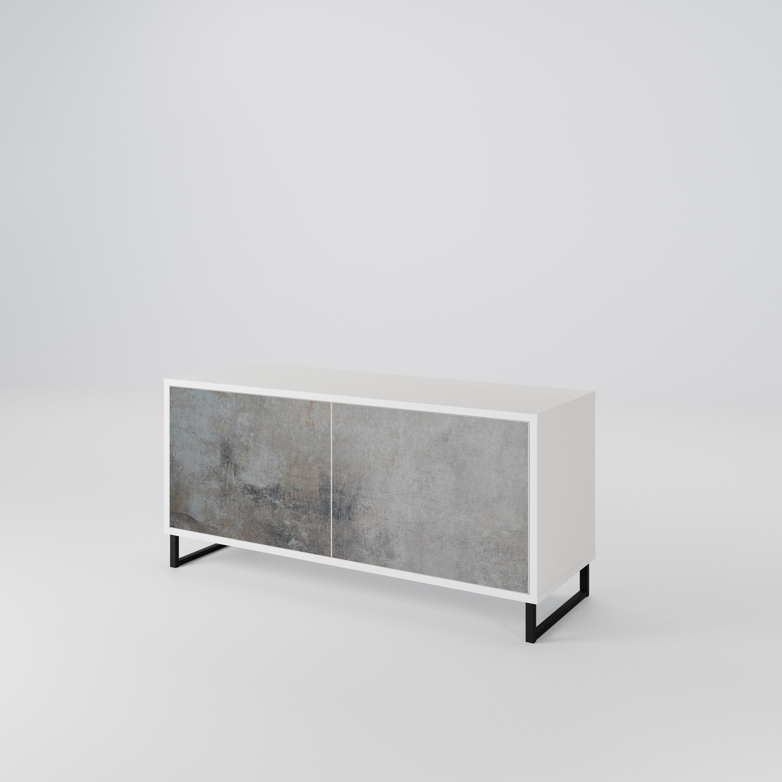 CONCRETE WALL Kompakt TV-bänk med 2 dörrar