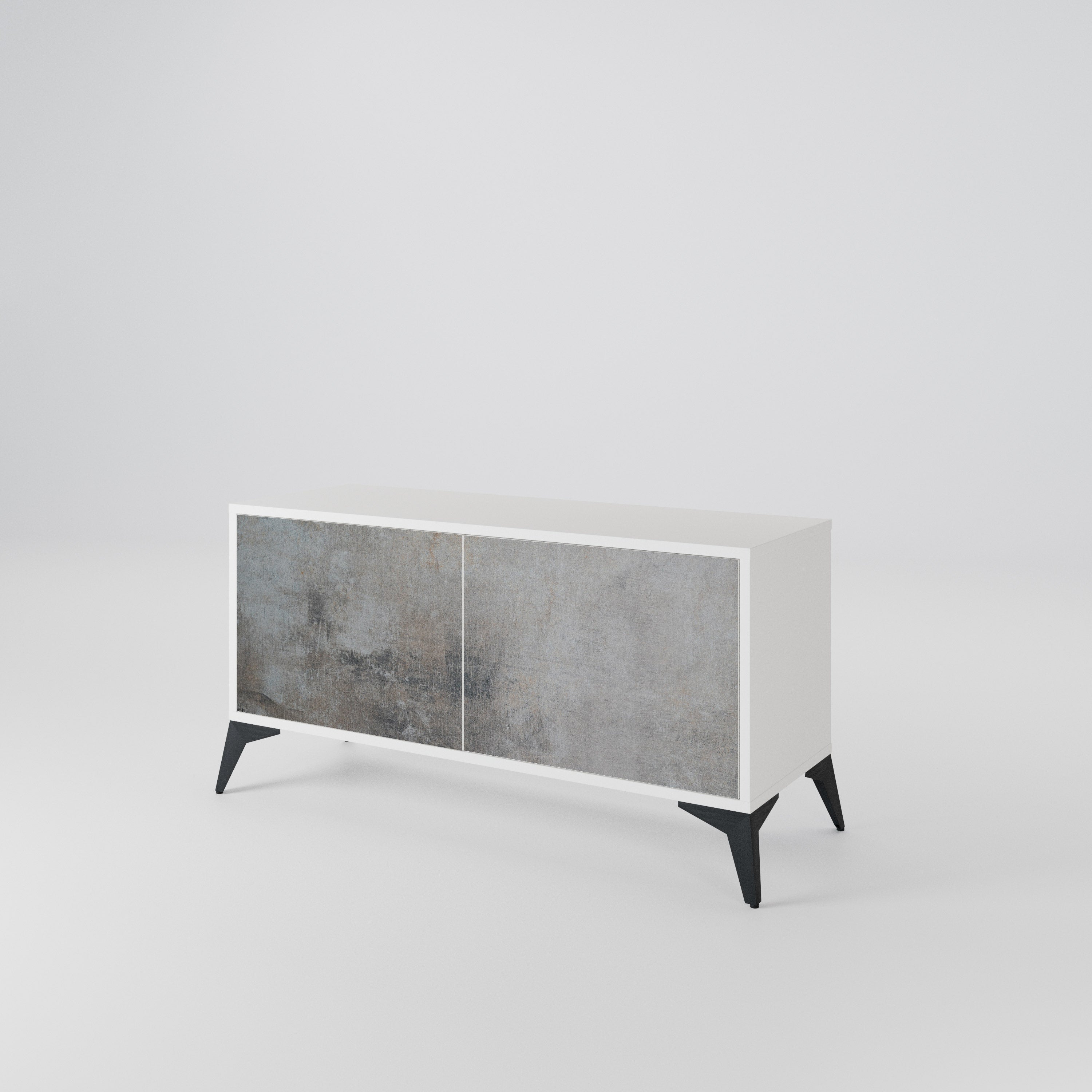CONCRETE WALL Kompakt TV-bänk med 2 dörrar