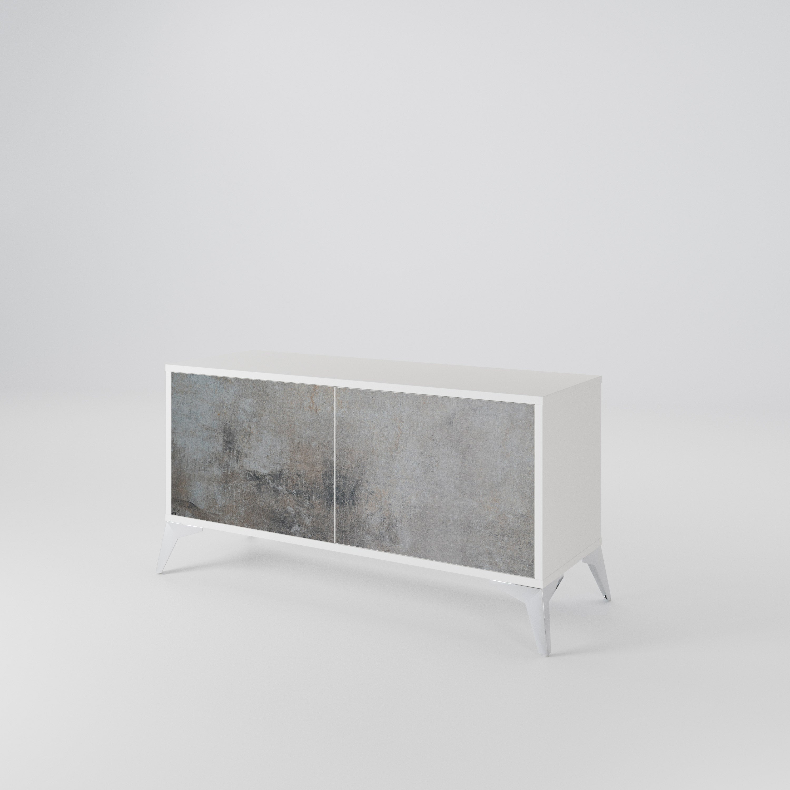 CONCRETE WALL Kompakt TV-bänk med 2 dörrar