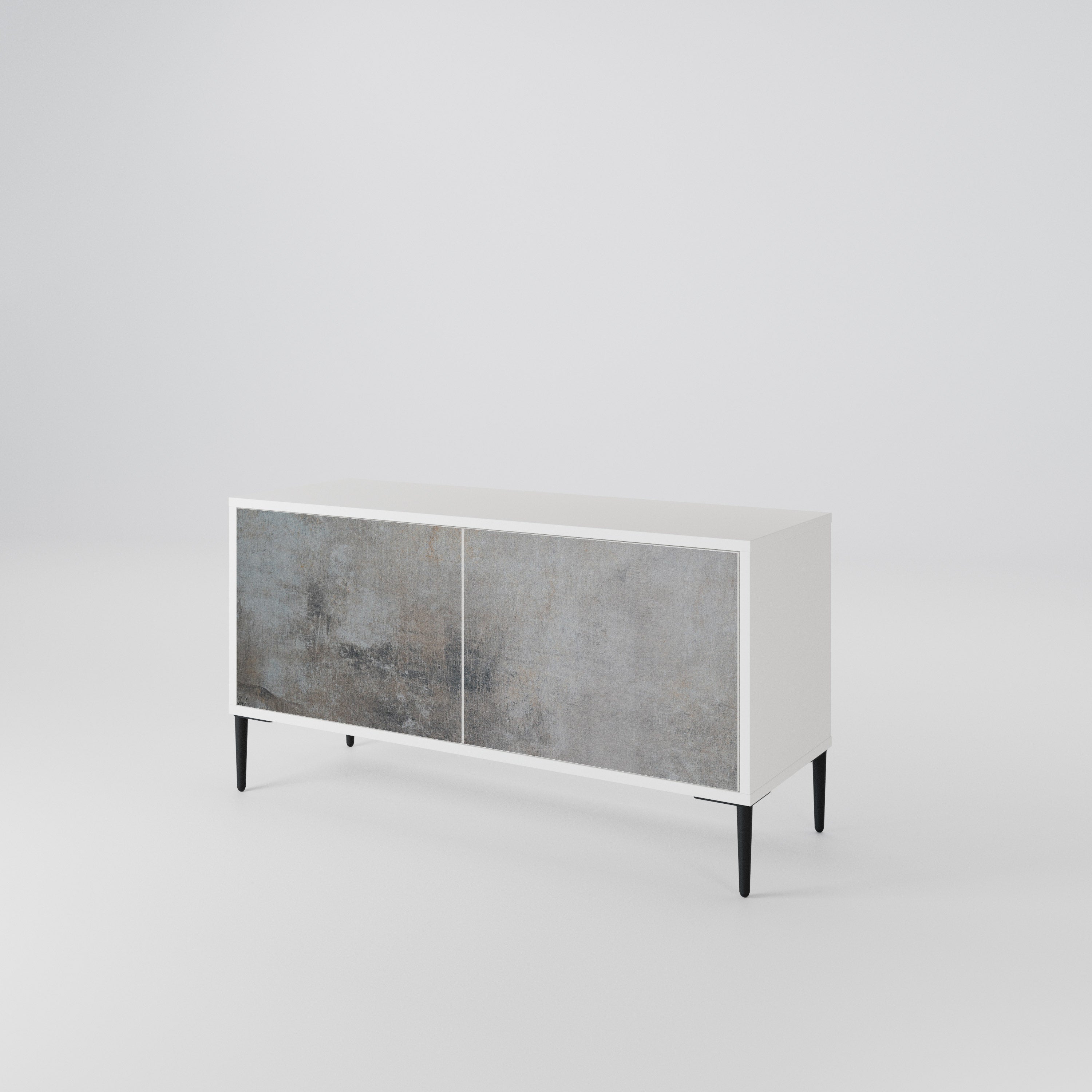 CONCRETE WALL Kompakt TV-bänk med 2 dörrar