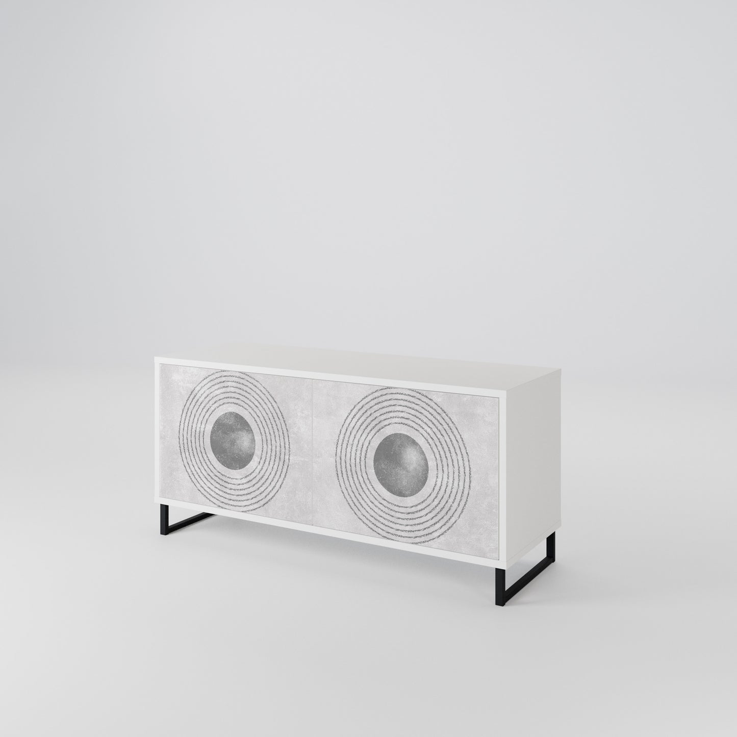 SOLID CIRCLES Kompakt TV-bänk med 2 dörrar