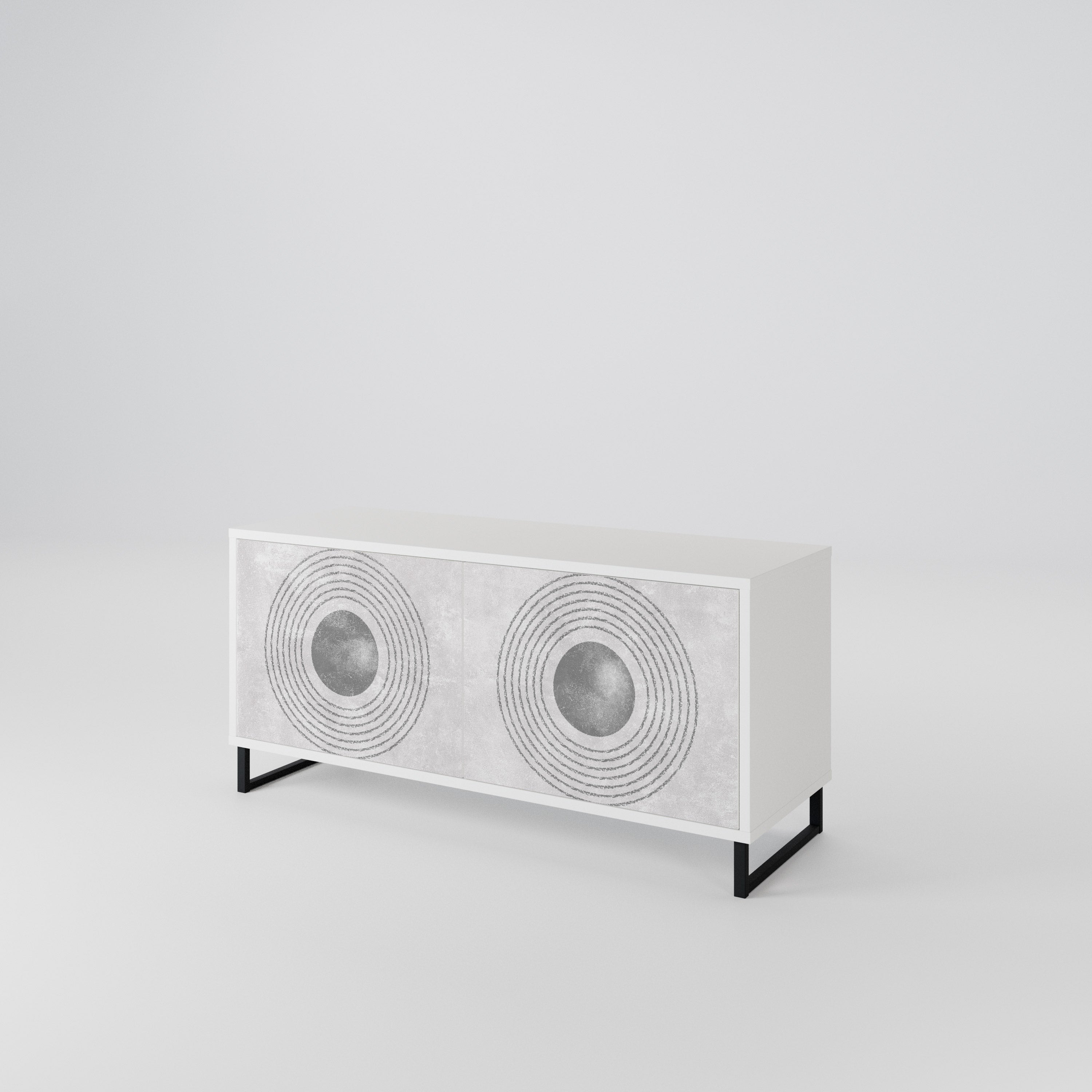SOLID CIRCLES Kompakt TV-bänk med 2 dörrar