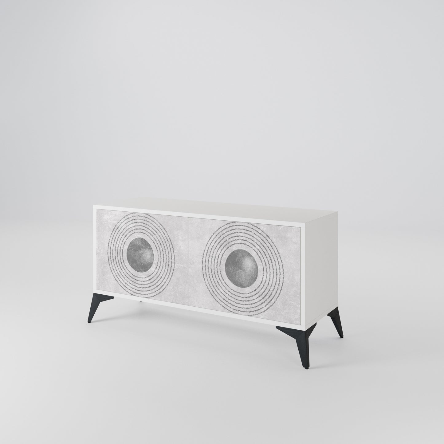 SOLID CIRCLES Kompakt TV-bänk med 2 dörrar