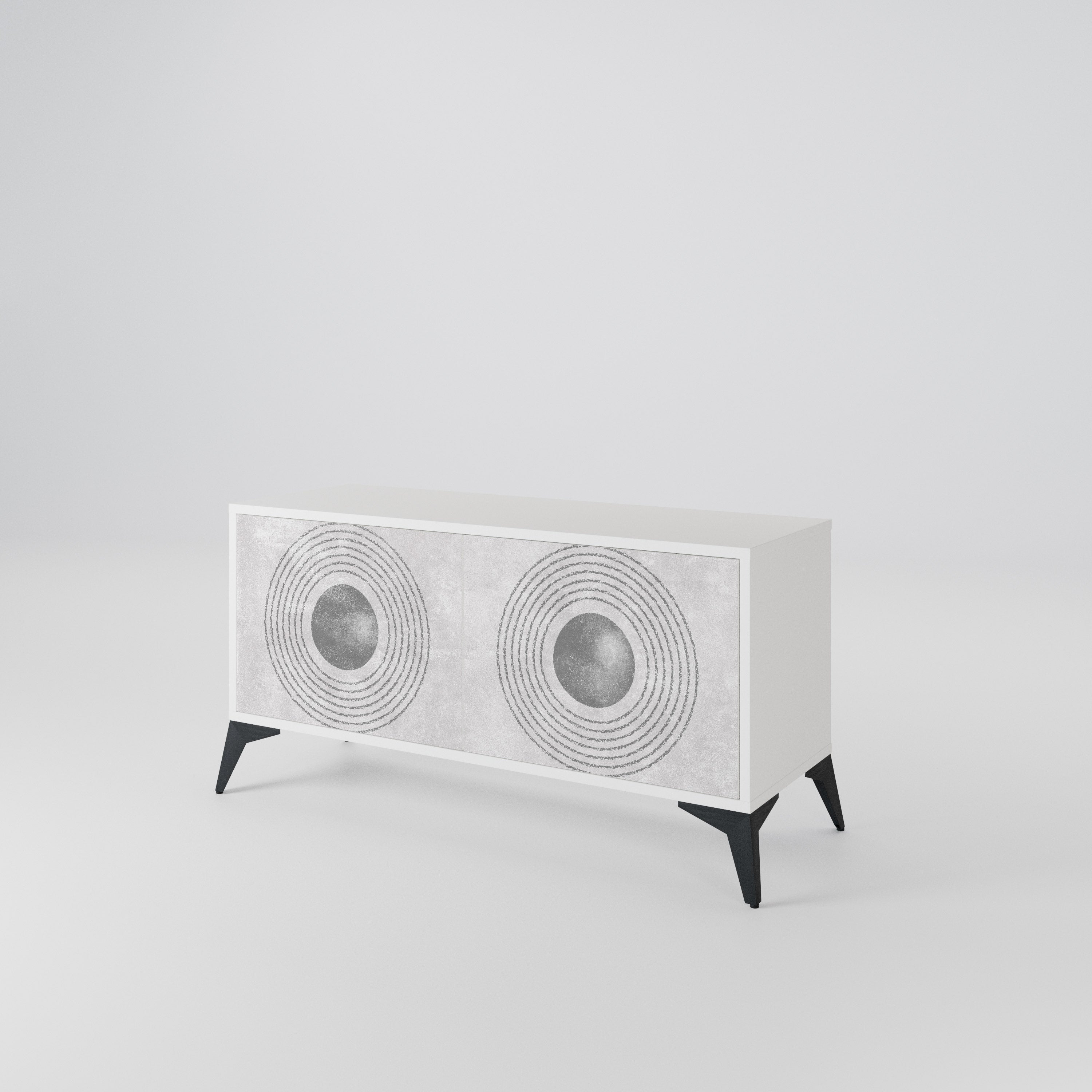 SOLID CIRCLES Kompakt TV-bänk med 2 dörrar