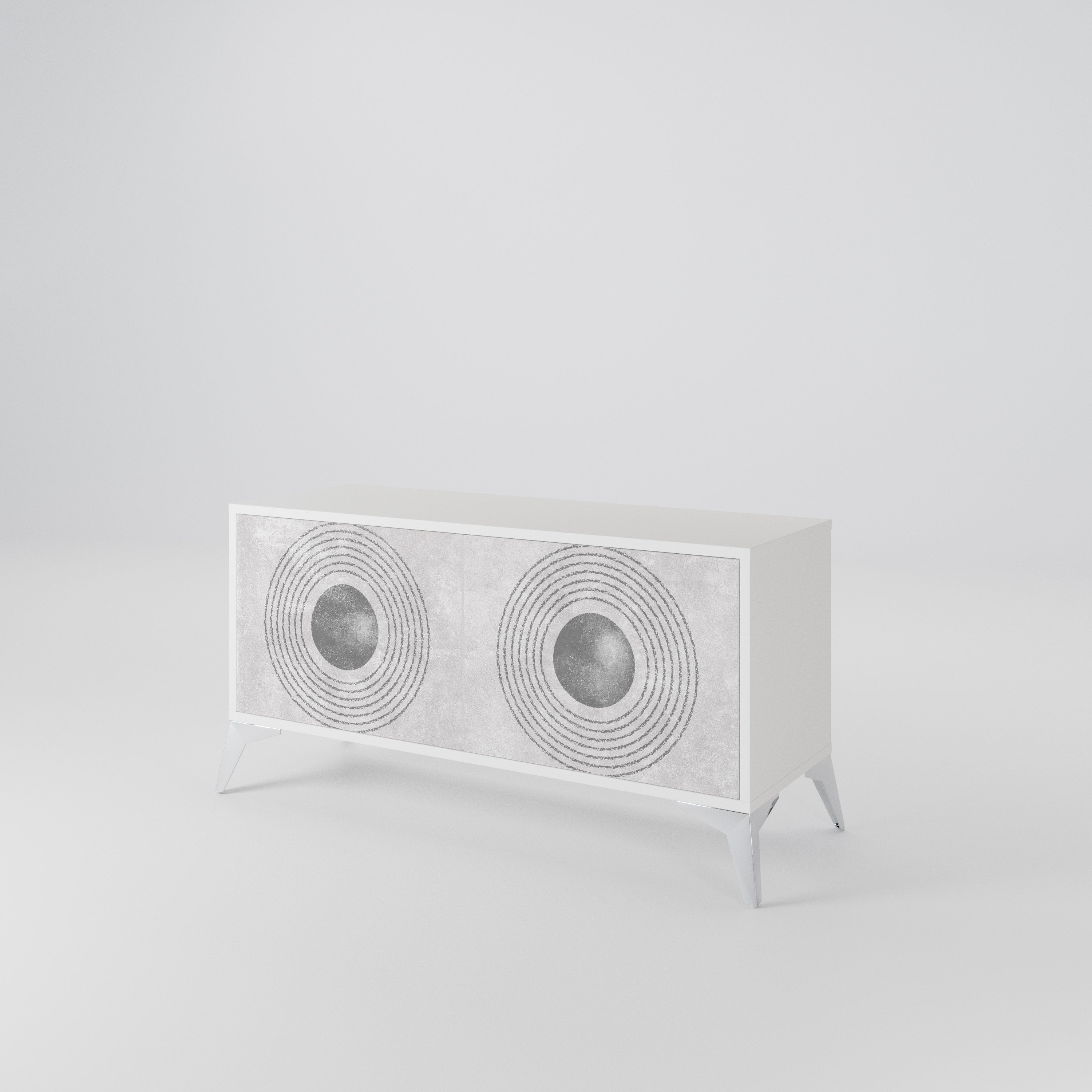 SOLID CIRCLES Kompakt TV-bänk med 2 dörrar