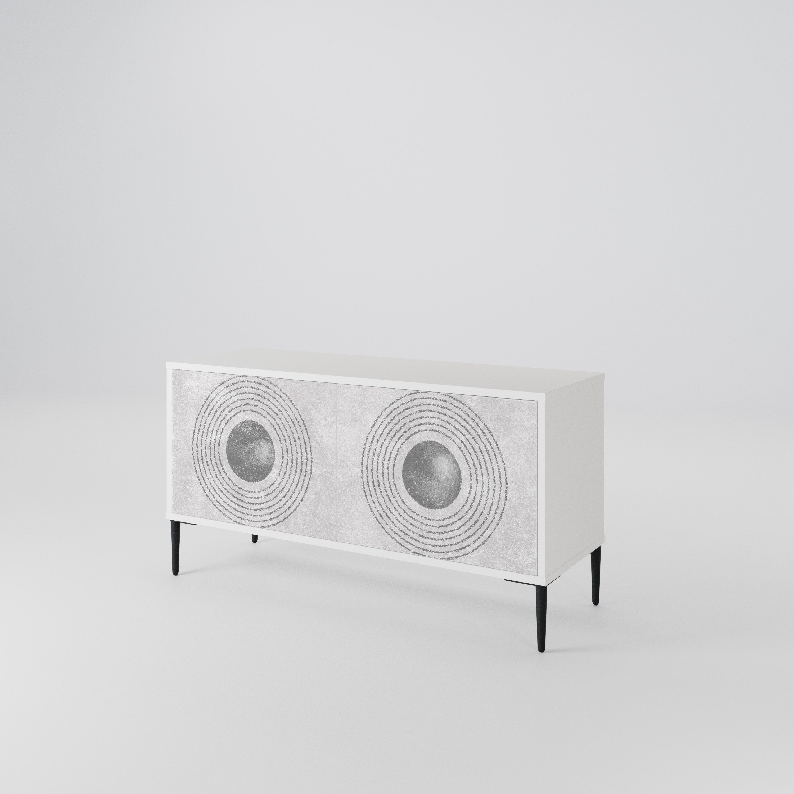 SOLID CIRCLES Kompakt TV-bänk med 2 dörrar