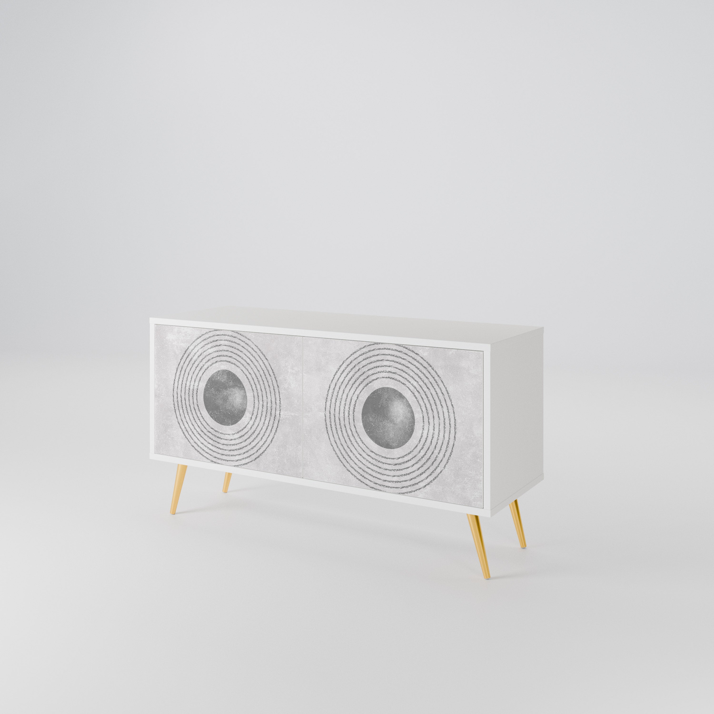 SOLID CIRCLES Kompakt TV-bänk med 2 dörrar