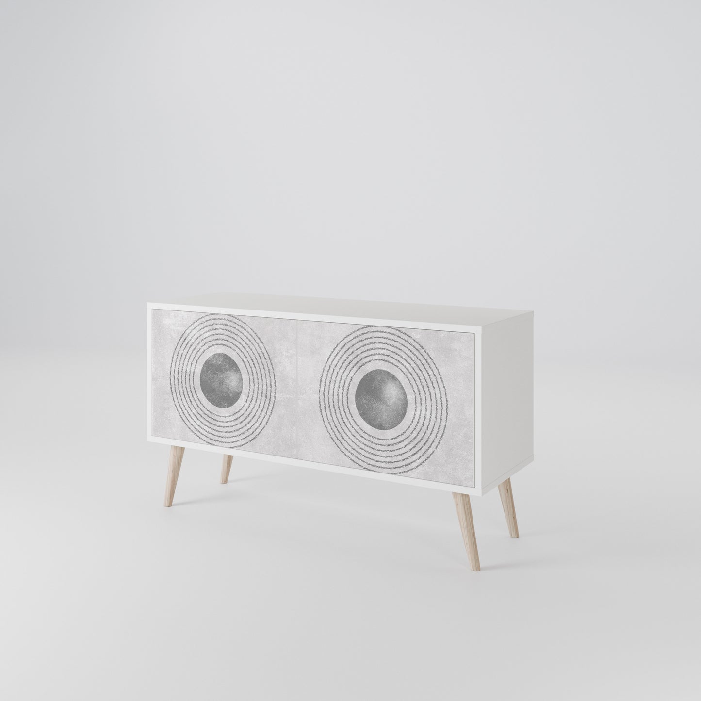 SOLID CIRCLES Kompakt TV-bänk med 2 dörrar