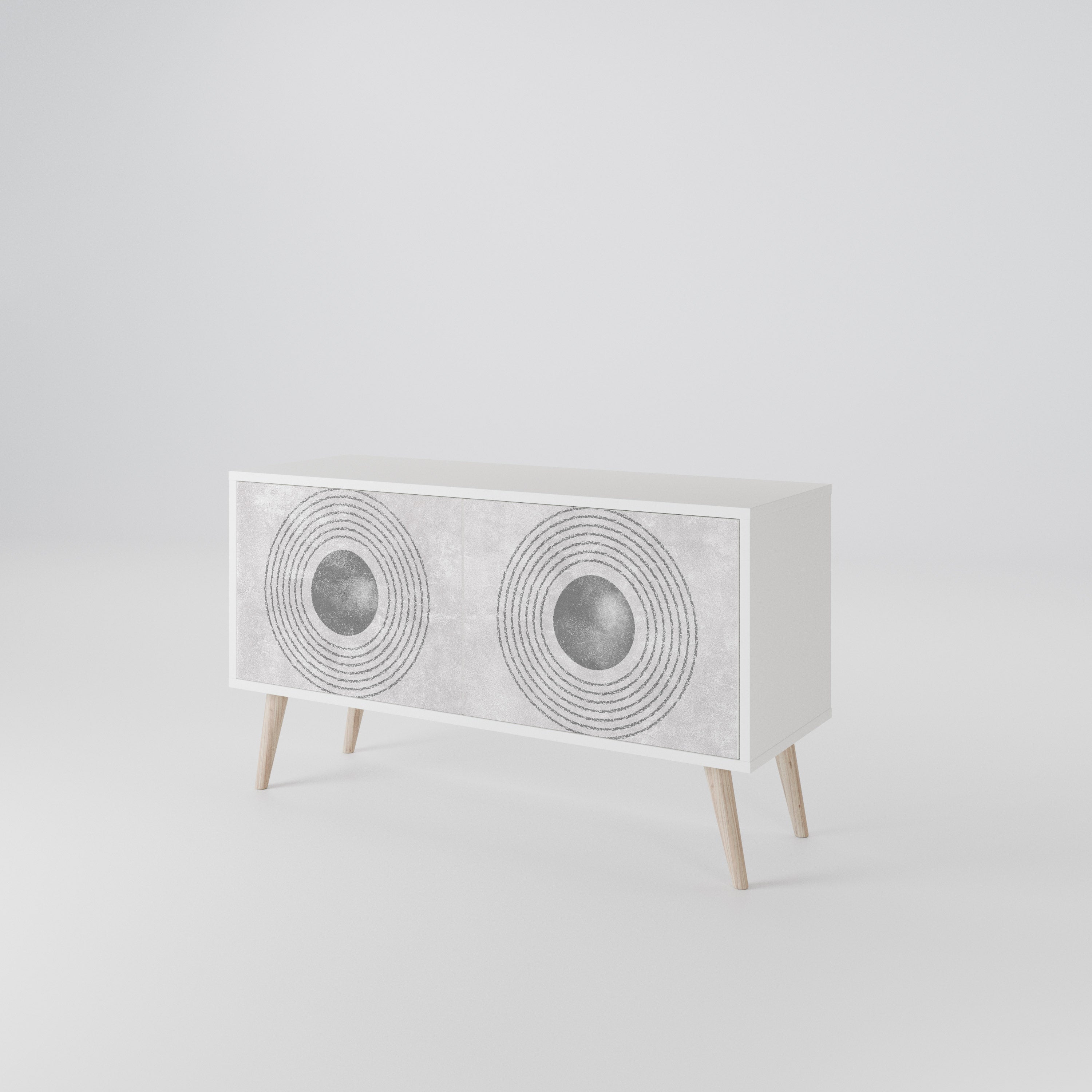 SOLID CIRCLES Kompakt TV-bänk med 2 dörrar